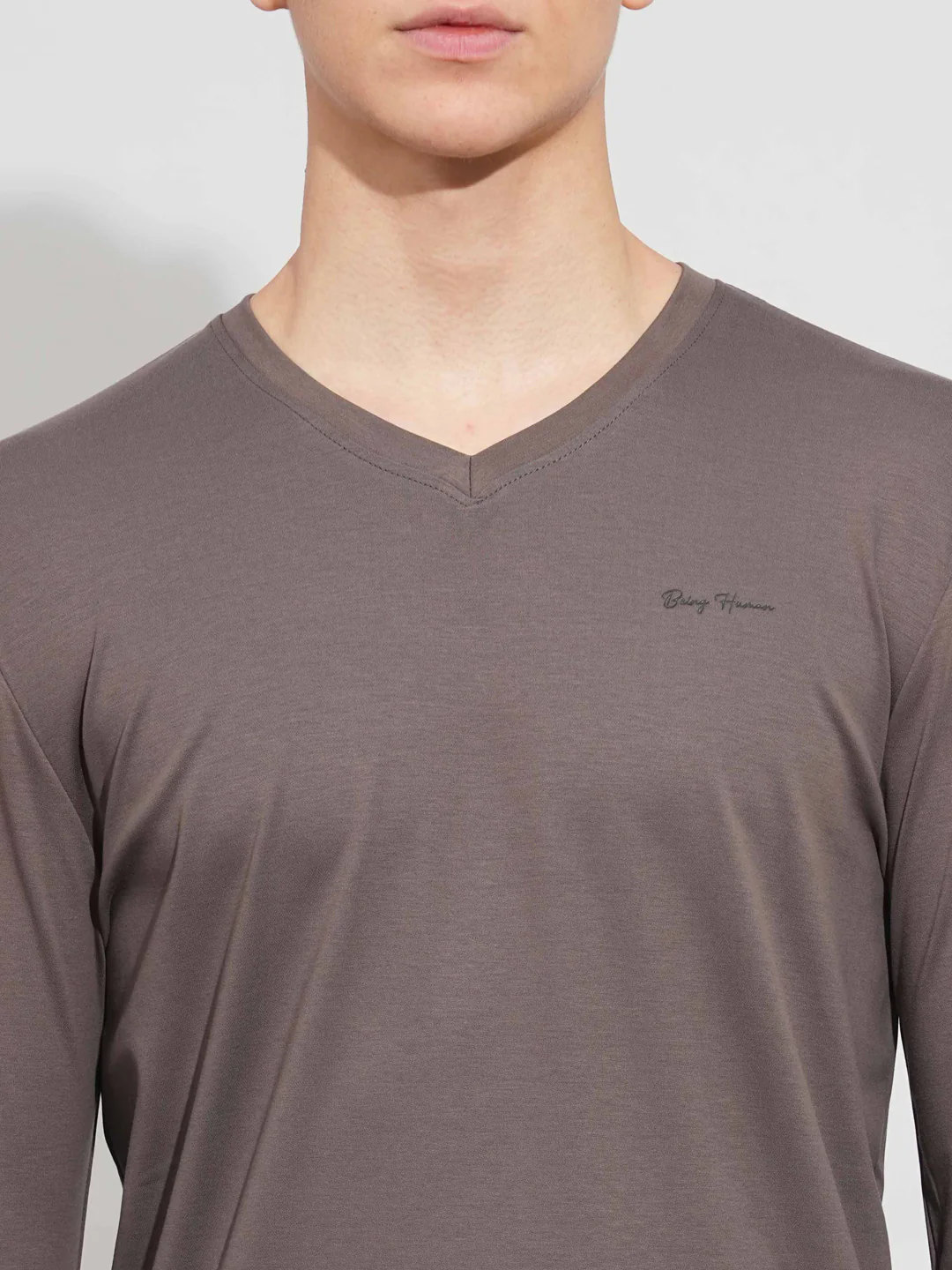 Grey Slim Fit V Neck Men's T-Shirt by Being Human Clothing - Image 5