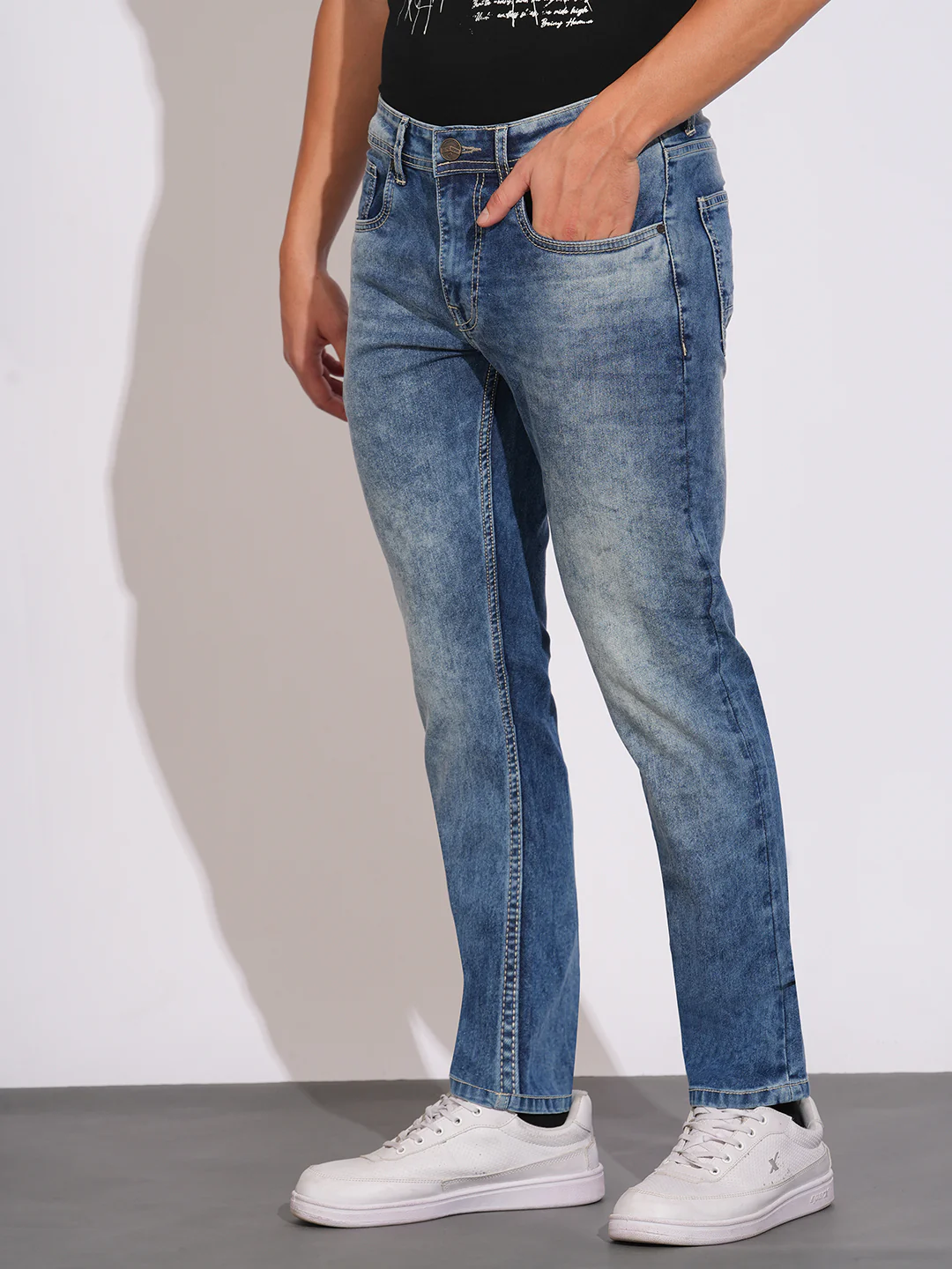 Ice Blue Slim Fit Denims for Men by Being Human Clothing - Image 2