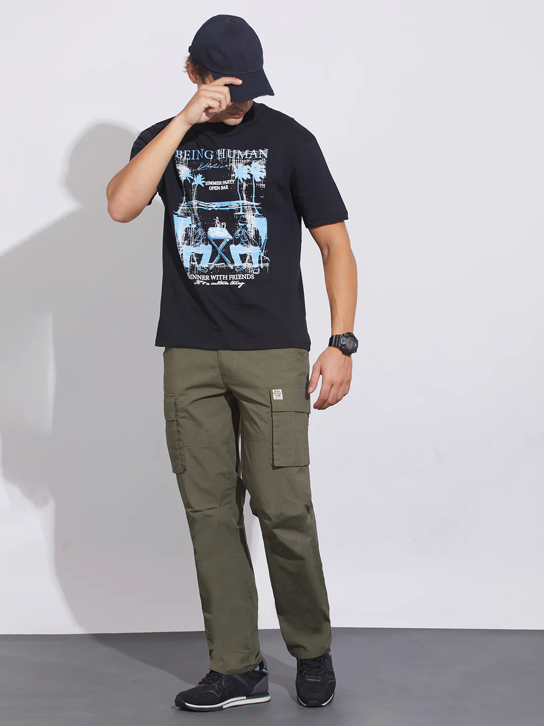 Jet Black Easy Fit Crew Neck Men's T-Shirt by Being Human Clothing - Image 4