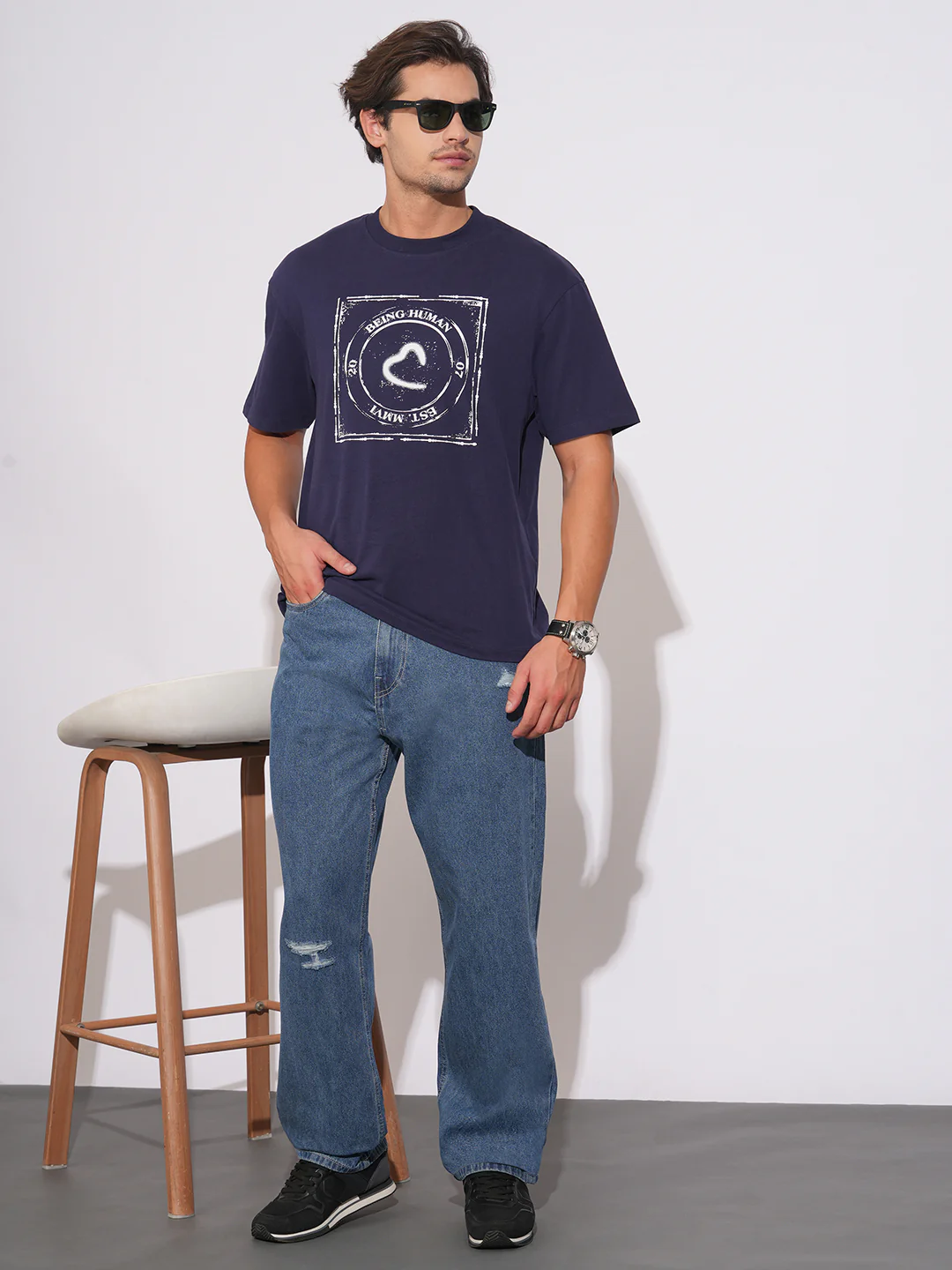 Light Blue Anti Fit Denims for Men by Being Human Clothing - Image 4