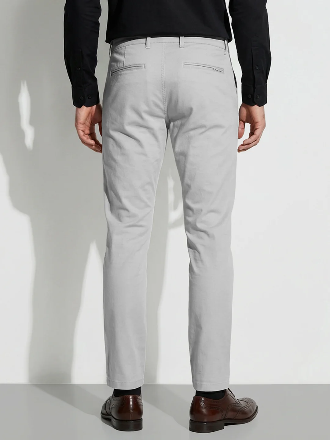 Light Grey Slim Fit Men's Chinos by Being Human Clothing - Image 3