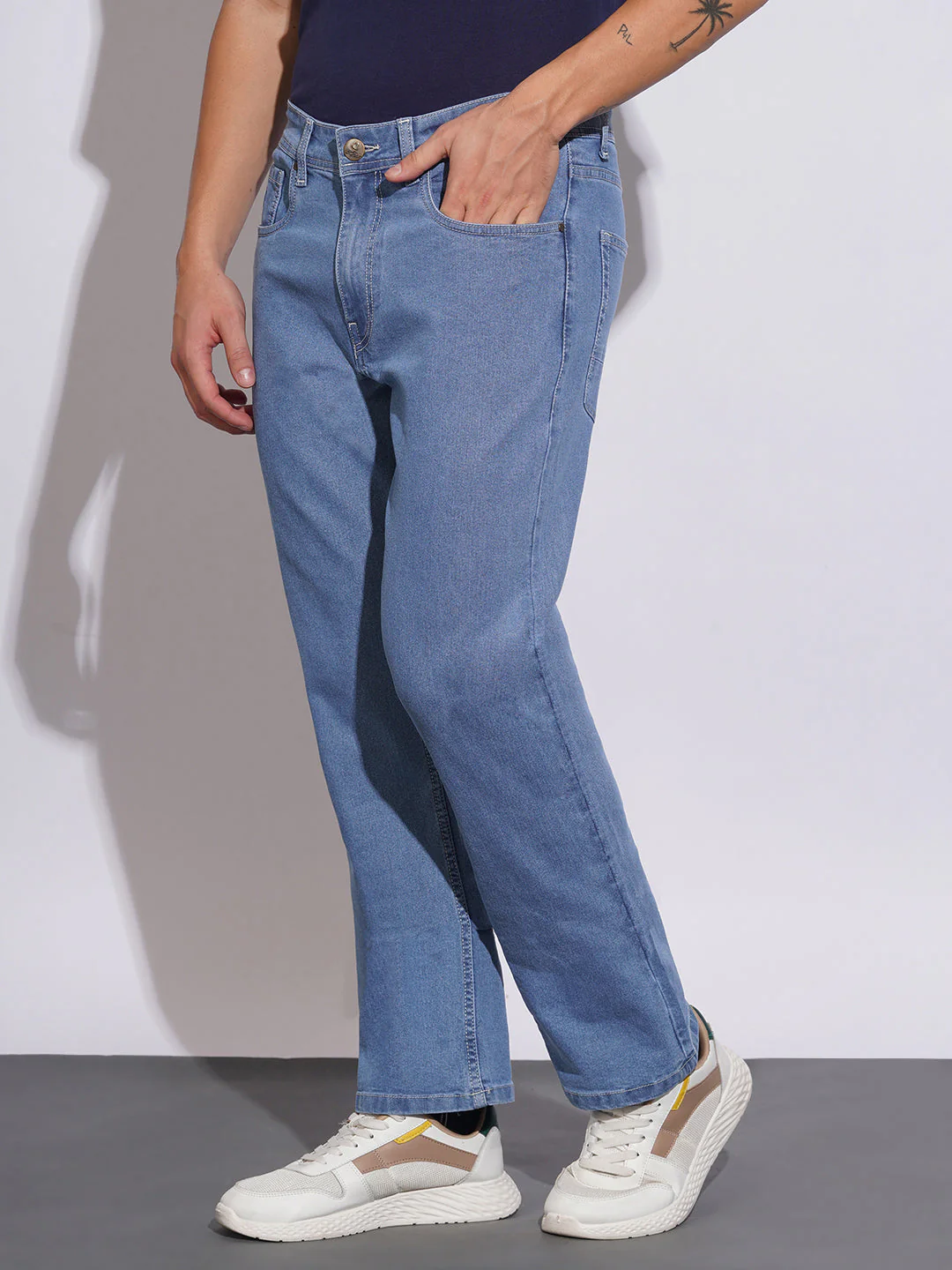 Light Tone Boot Cut Fit Jeans for Men by Being Human Clothing - Image 2