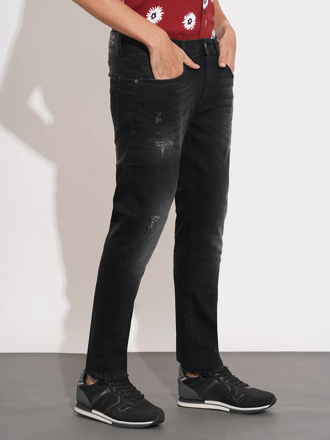 Black Skinny Fit Denims For Men By Being Human Clothing - Image 2