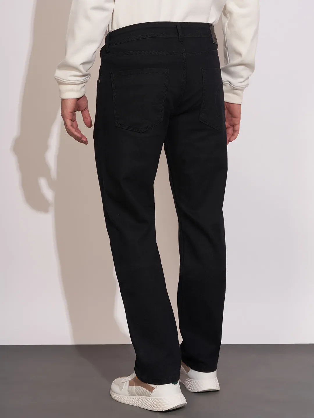 Black Straight Fit Denims For Men By Being Human Clothing - Image 3
