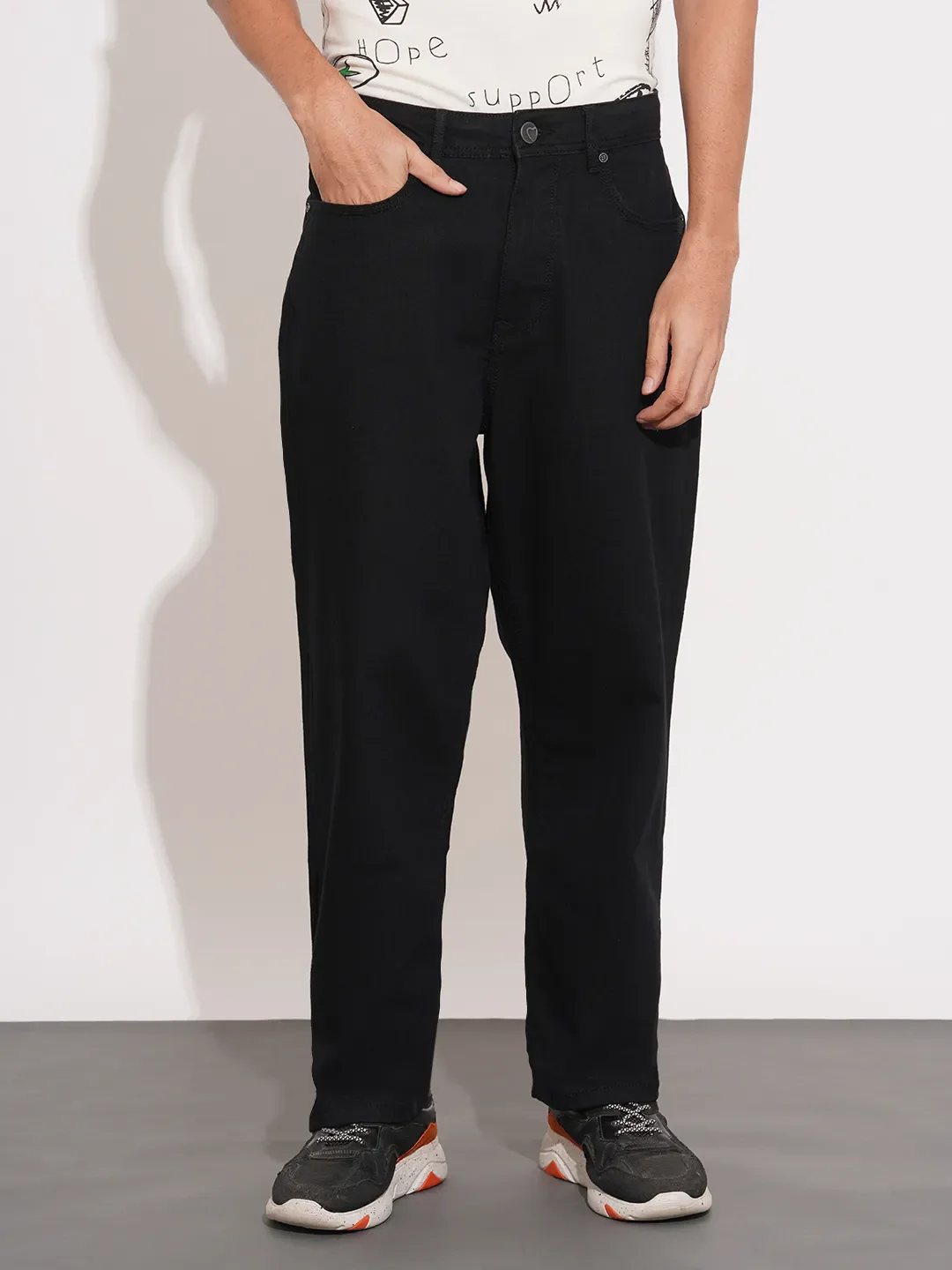 Black Anti Fit Denims For Men By Being Human Clothing