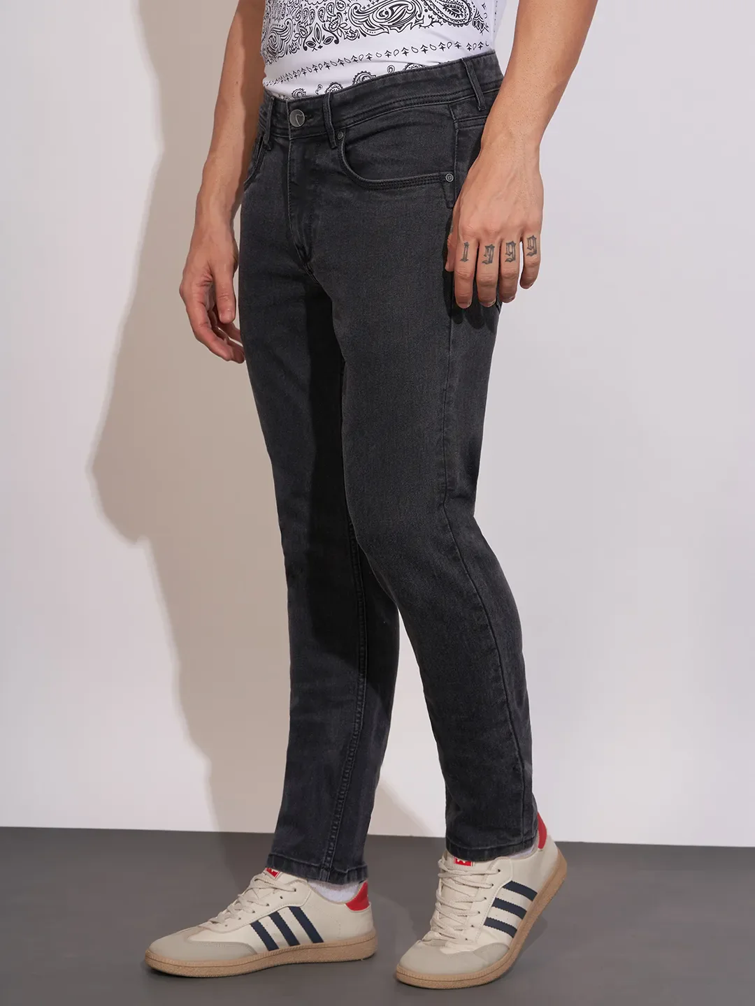 Black Skinny Fit Denims For Men By Being Human Clothing - Image 2