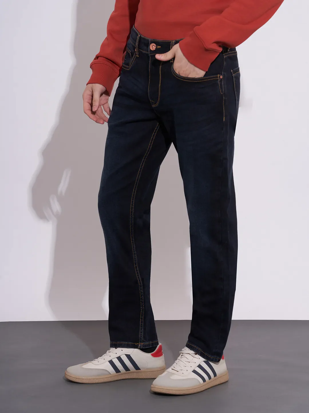 Dark Blue Slim Fit Denims For Men By Being Human Clothing - Image 2
