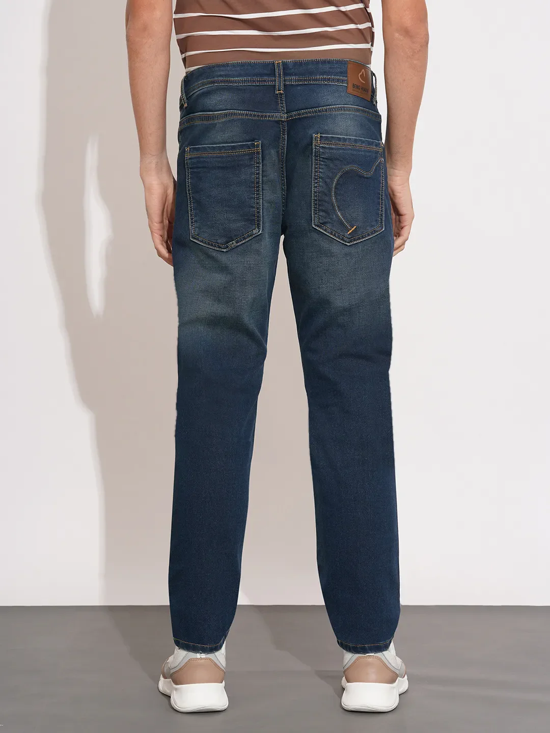 Dark Blue Slim Fit Denims For Men By Being Human Clothing - Image 3
