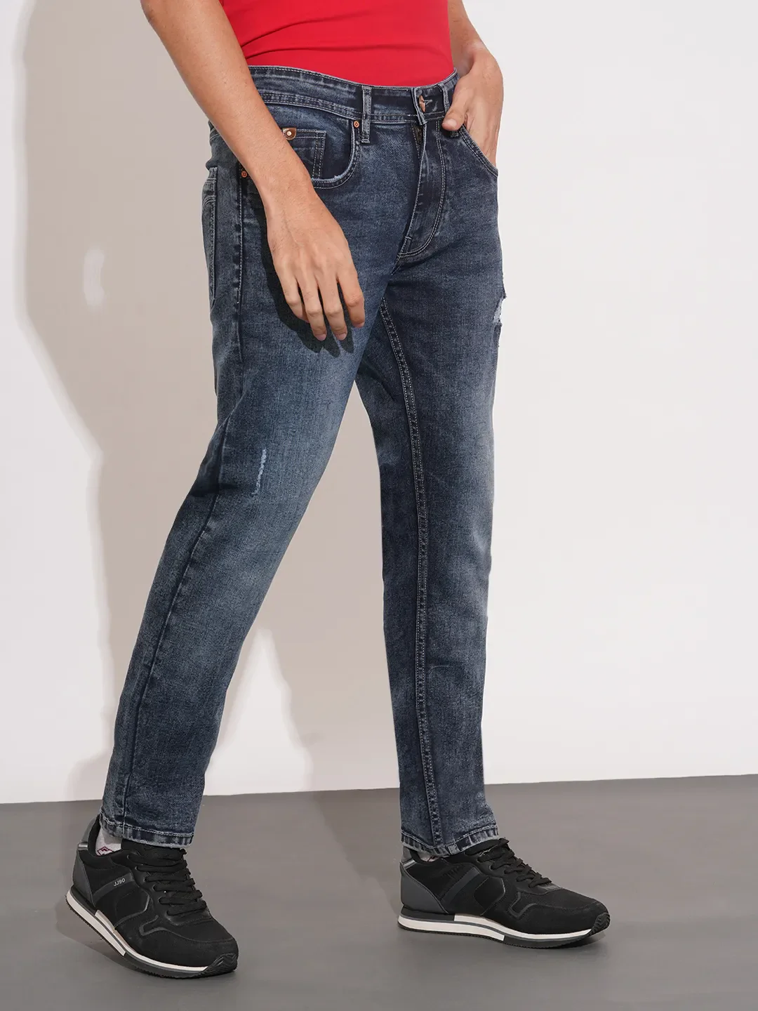 Dark Blue Skinny Fit Denims For Men By Being Human Clothing - Image 3
