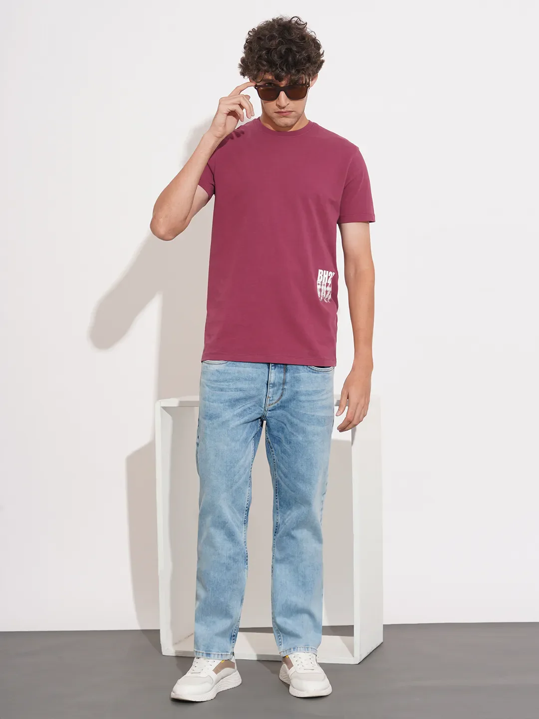 Blue Straight Fit Cotton Blend Men's Denims by Being Human Clothing - Image 4