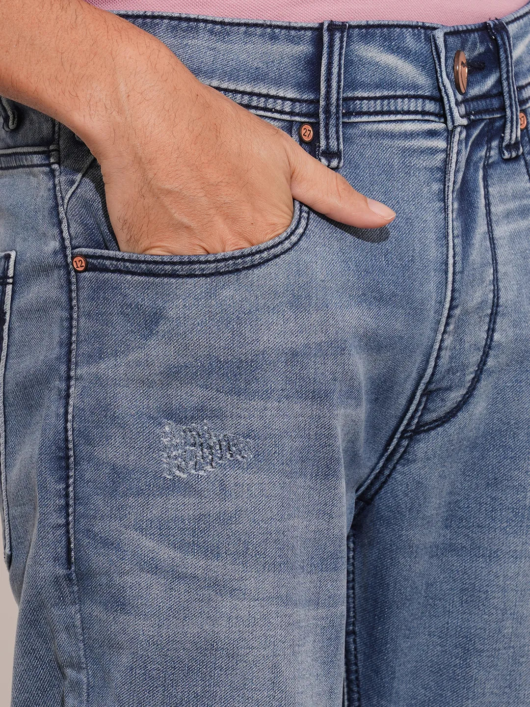 Light Blue Boot Cut Fit Denims For Men By Being Human Clothing - Image 5