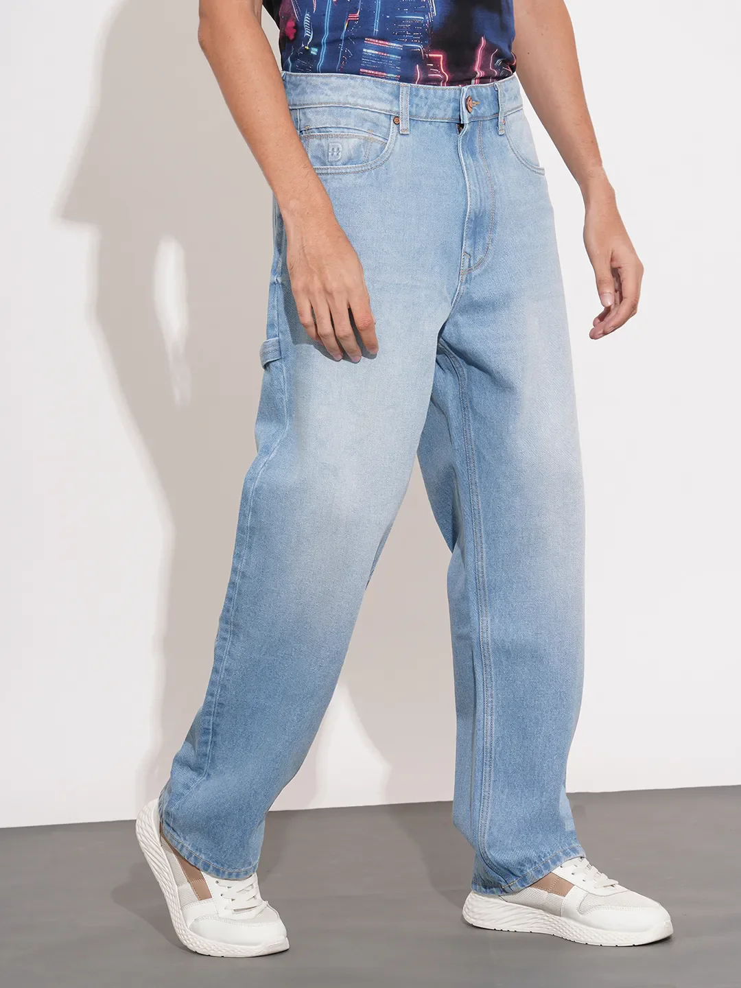 Light Blue Anti Fit Denims For Men By Being Human Clothing - Image 2