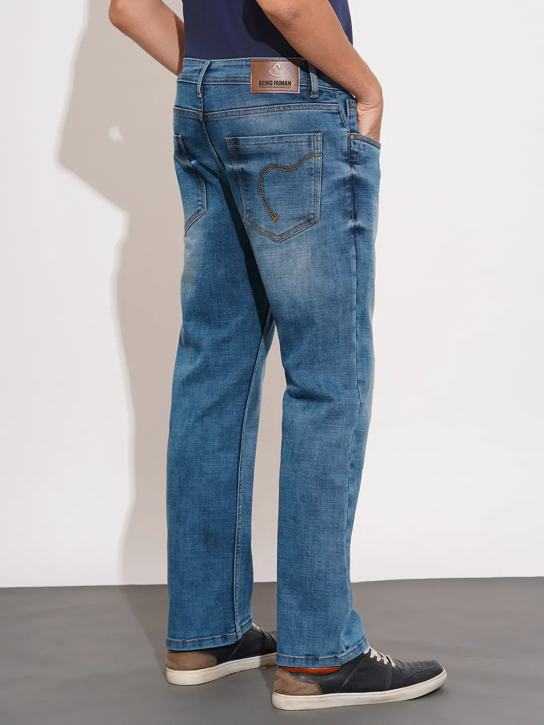 Blue Straight Fit Denims For Men By Being Human Clothing - Image 3