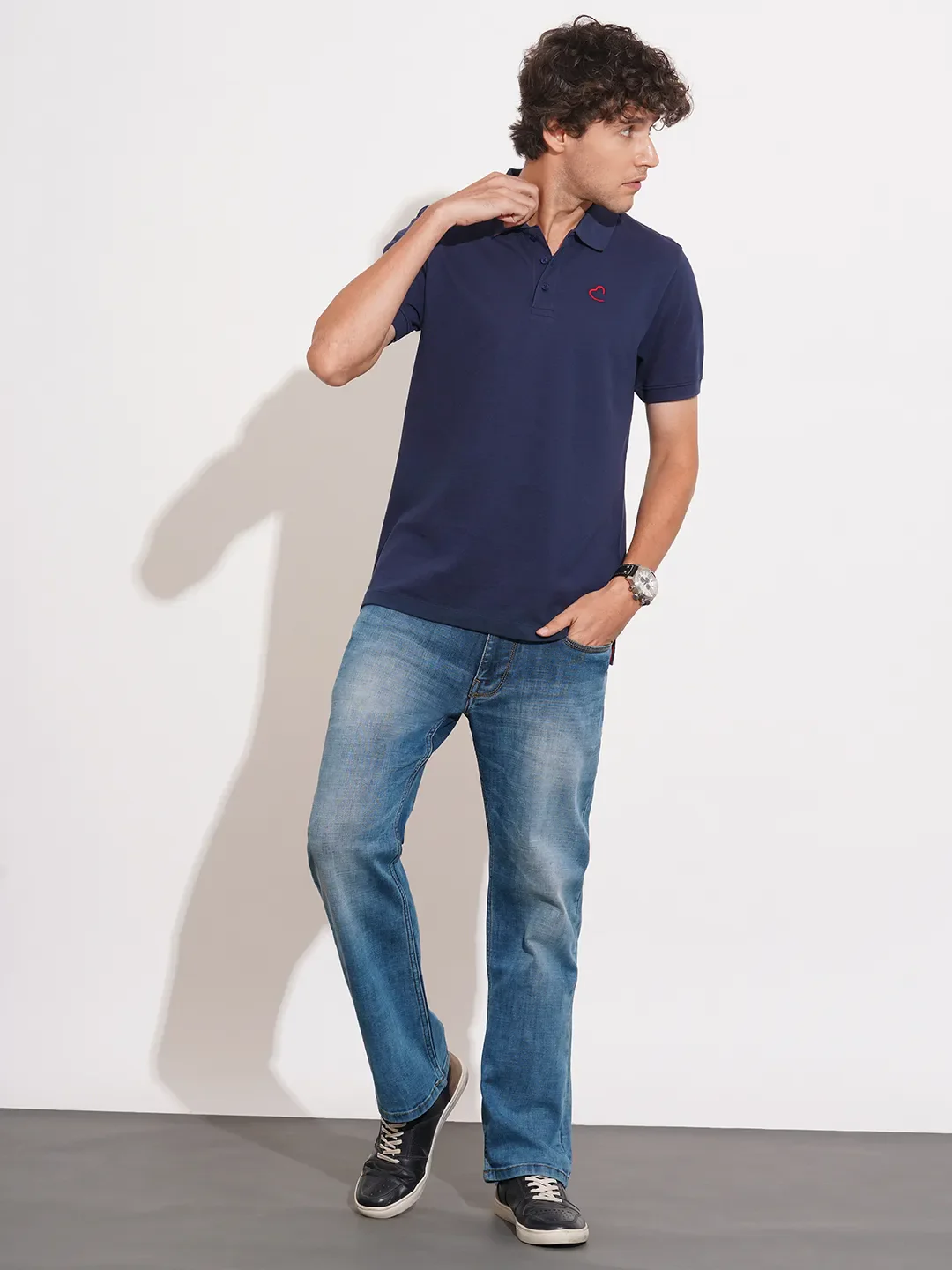 Blue Straight Fit Denims For Men By Being Human Clothing - Image 4
