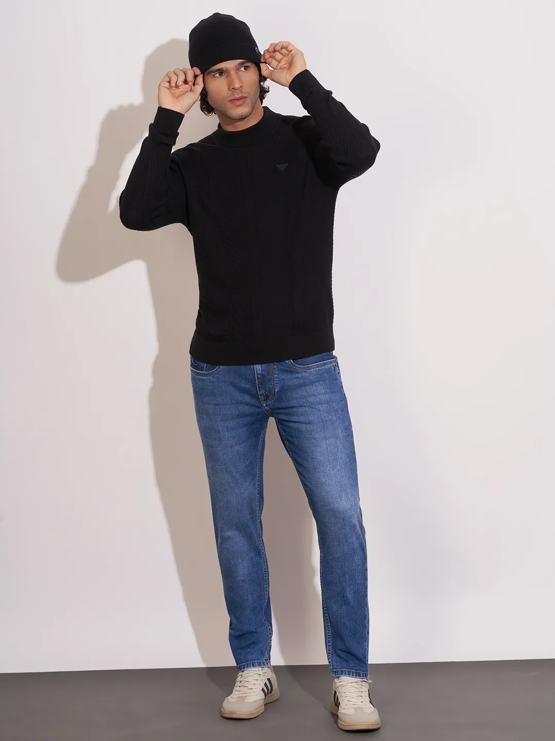 Blue Cropped Fit Denims For Men By Being Human Clothing - Image 4