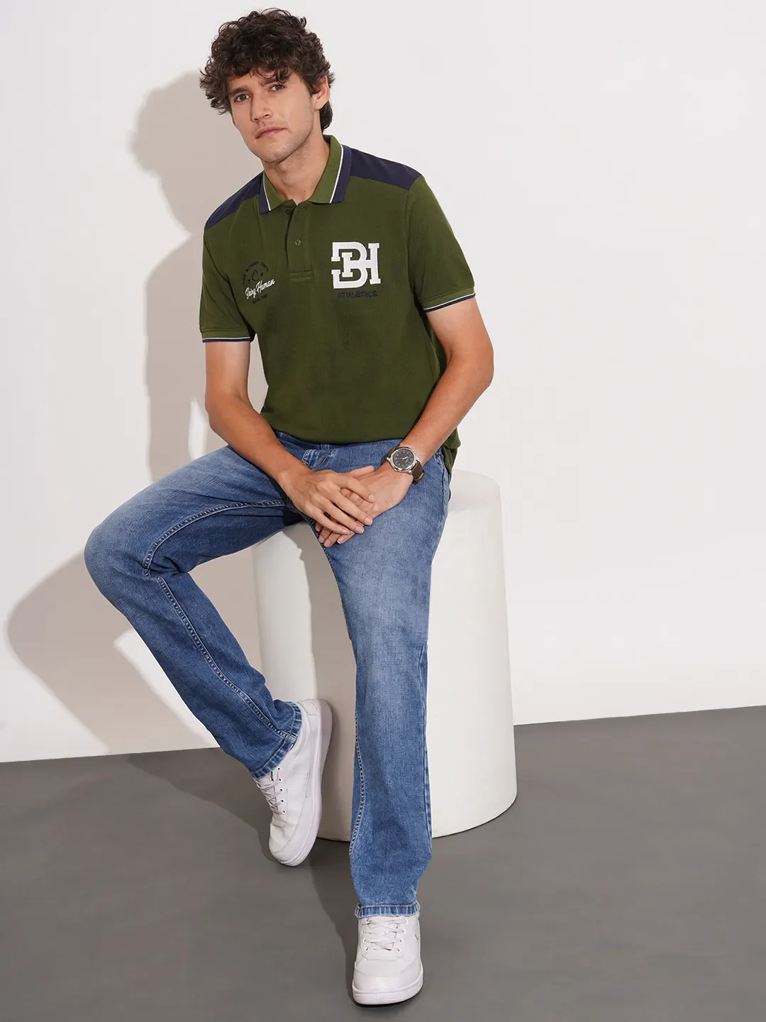 Blue Straight Fit Cotton Blend Men's Denims by Being Human Clothing - Image 4