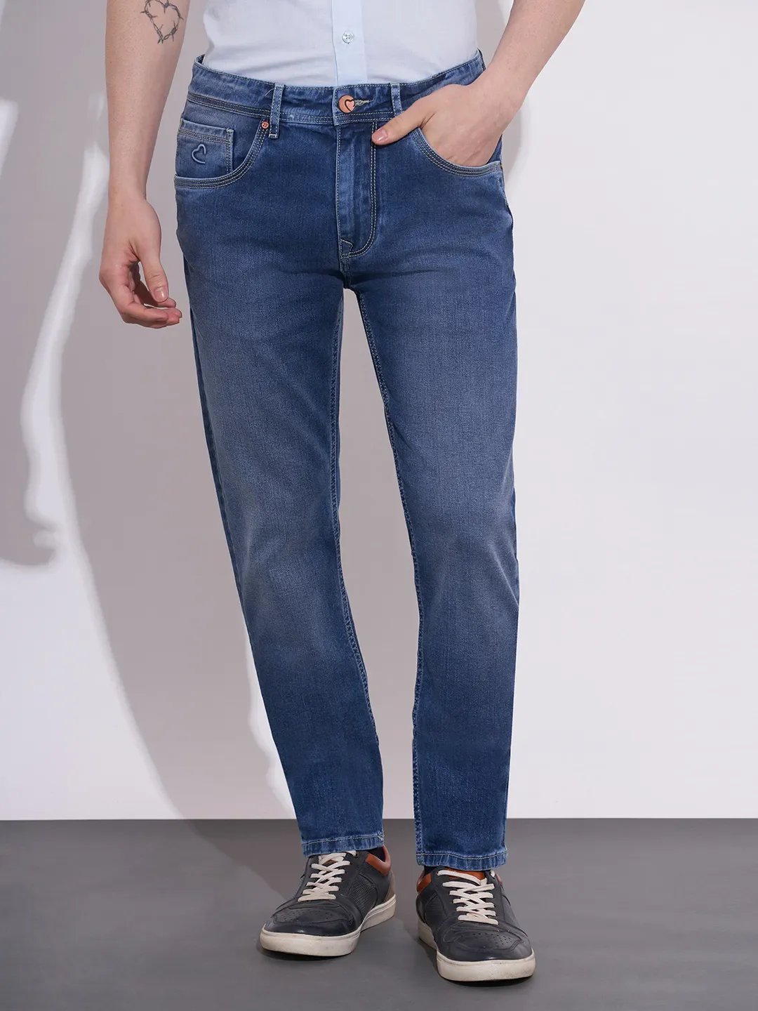 Blue Skinny Fit Denims For Men By Being Human Clothing
