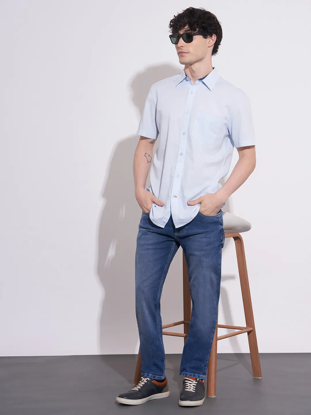 Blue Skinny Fit Denims For Men By Being Human Clothing - Image 3