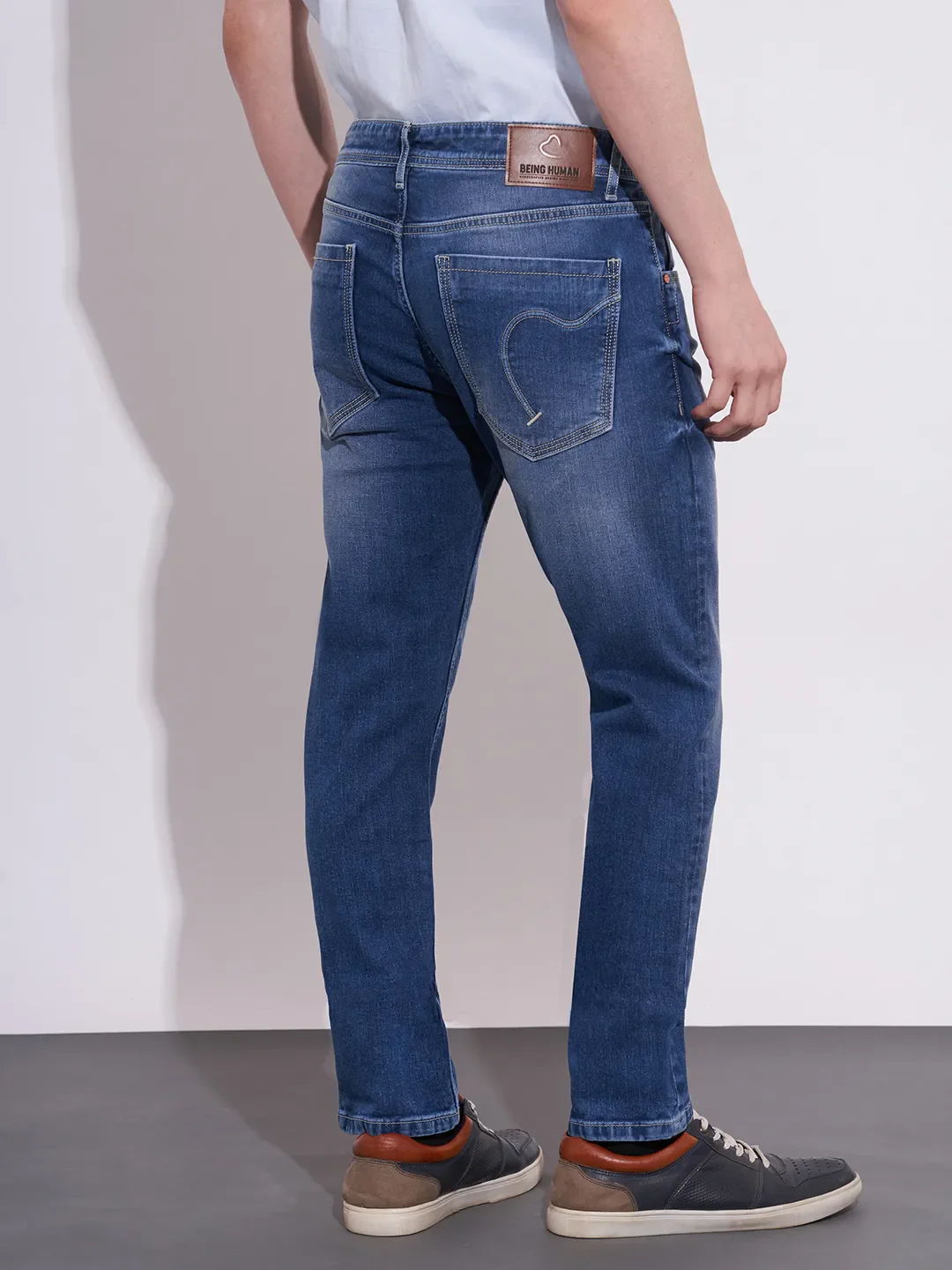 Blue Skinny Fit Denims For Men By Being Human Clothing - Image 4