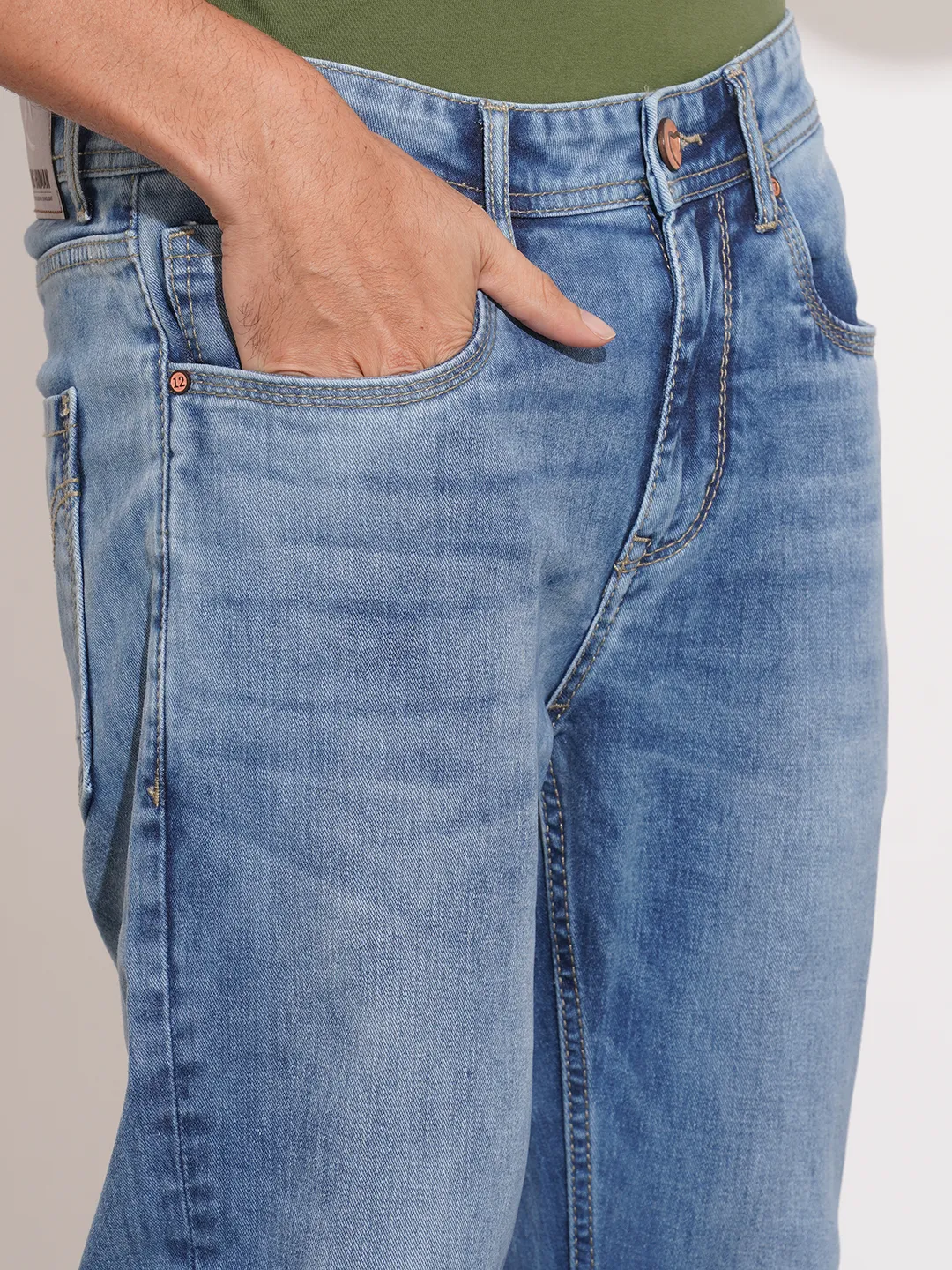 Blue Slim Fit Denims For Men By Being Human Clothing - Image 5