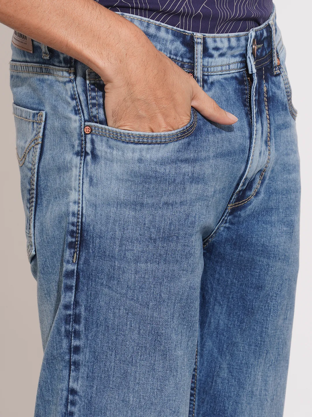 Blue Boot Cut Fit Denims For Men By Being Human Clothing - Image 5