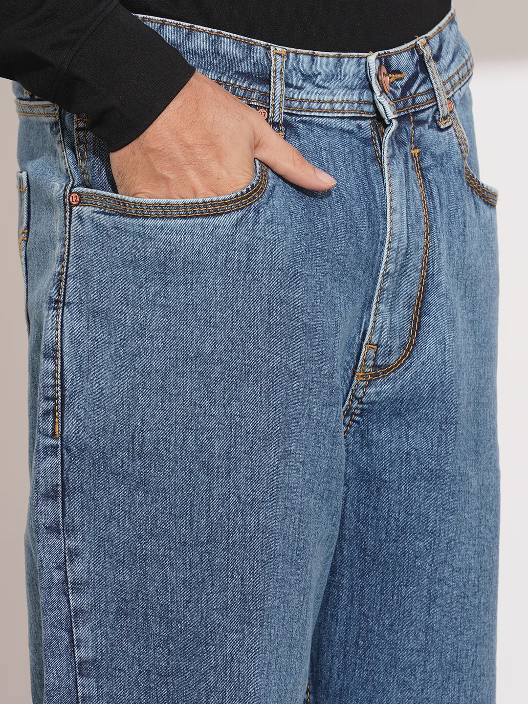 Blue Anti Fit Denims For Men By Being Human Clothing - Image 5