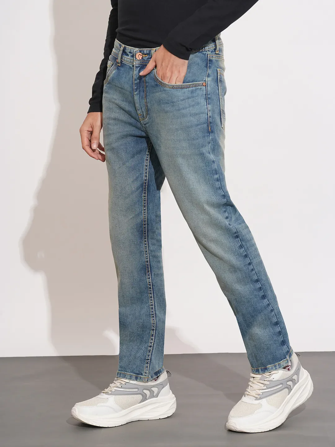 Blue Slim Fit Denims For Men By Being Human Clothing - Image 2