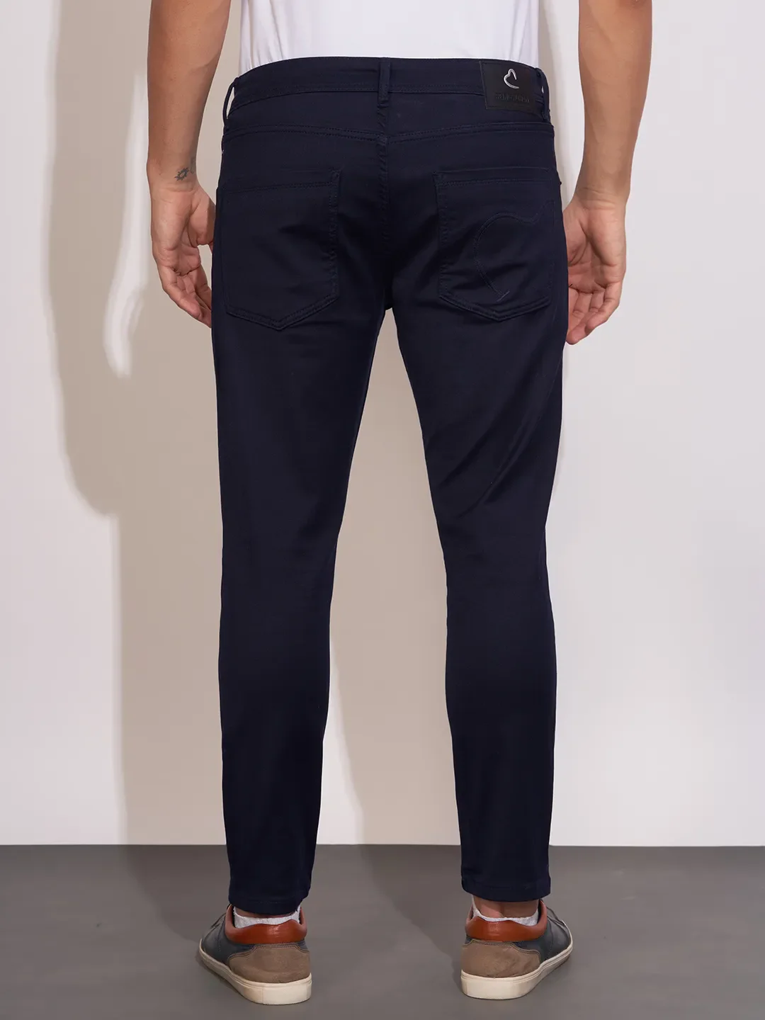 Navy Cropped Fit Denims For Men By Being Human Clothing - Image 3