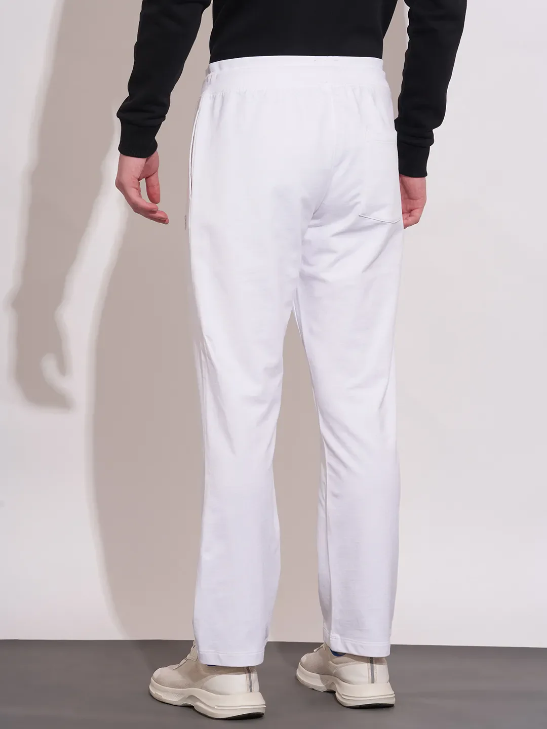 White Regular Fit Track Pants For Men By Being Human Clothing - Image 3