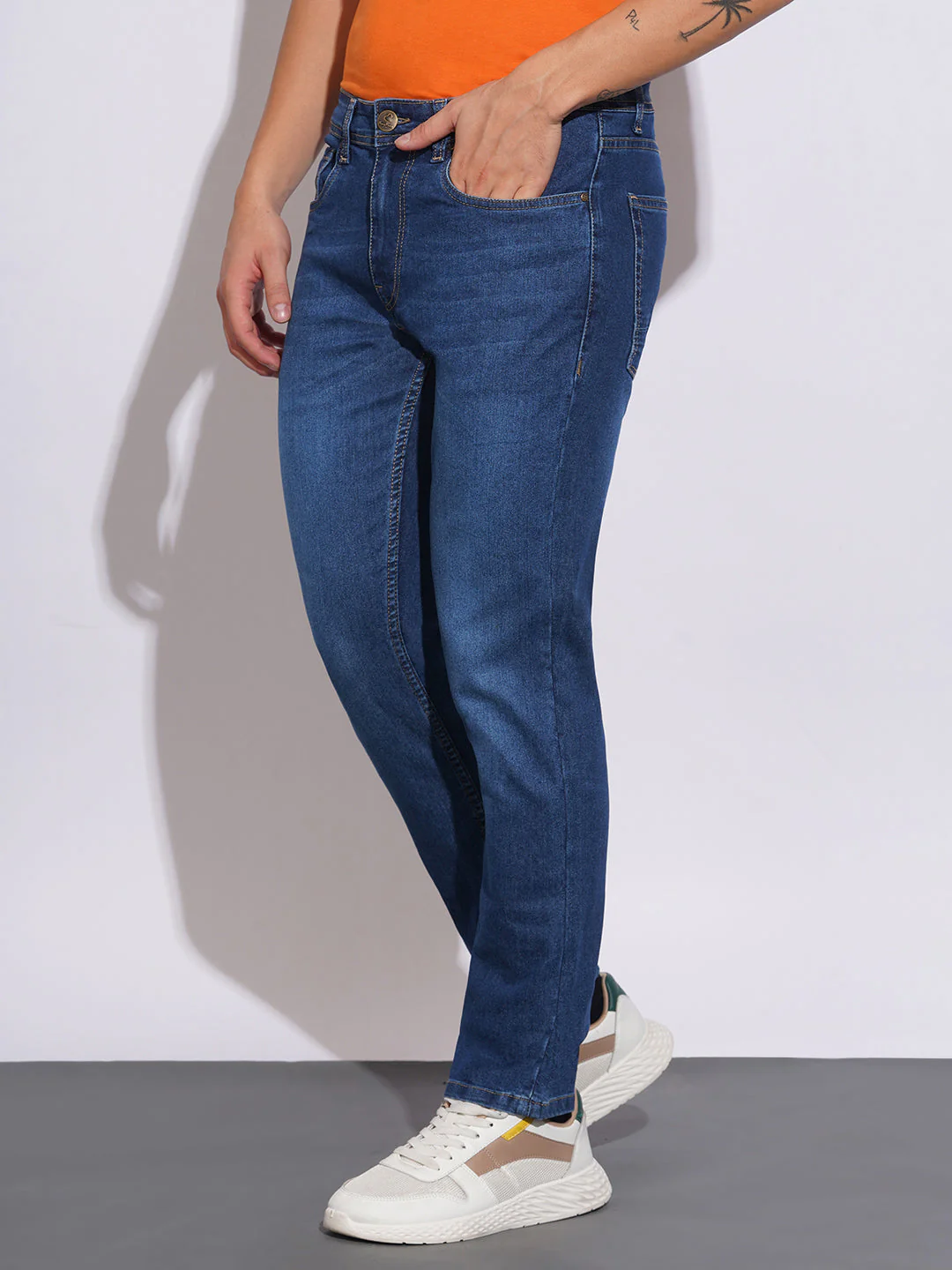 Mid Tone Slim Fit Jeans for Men by Being Human Clothing - Image 2