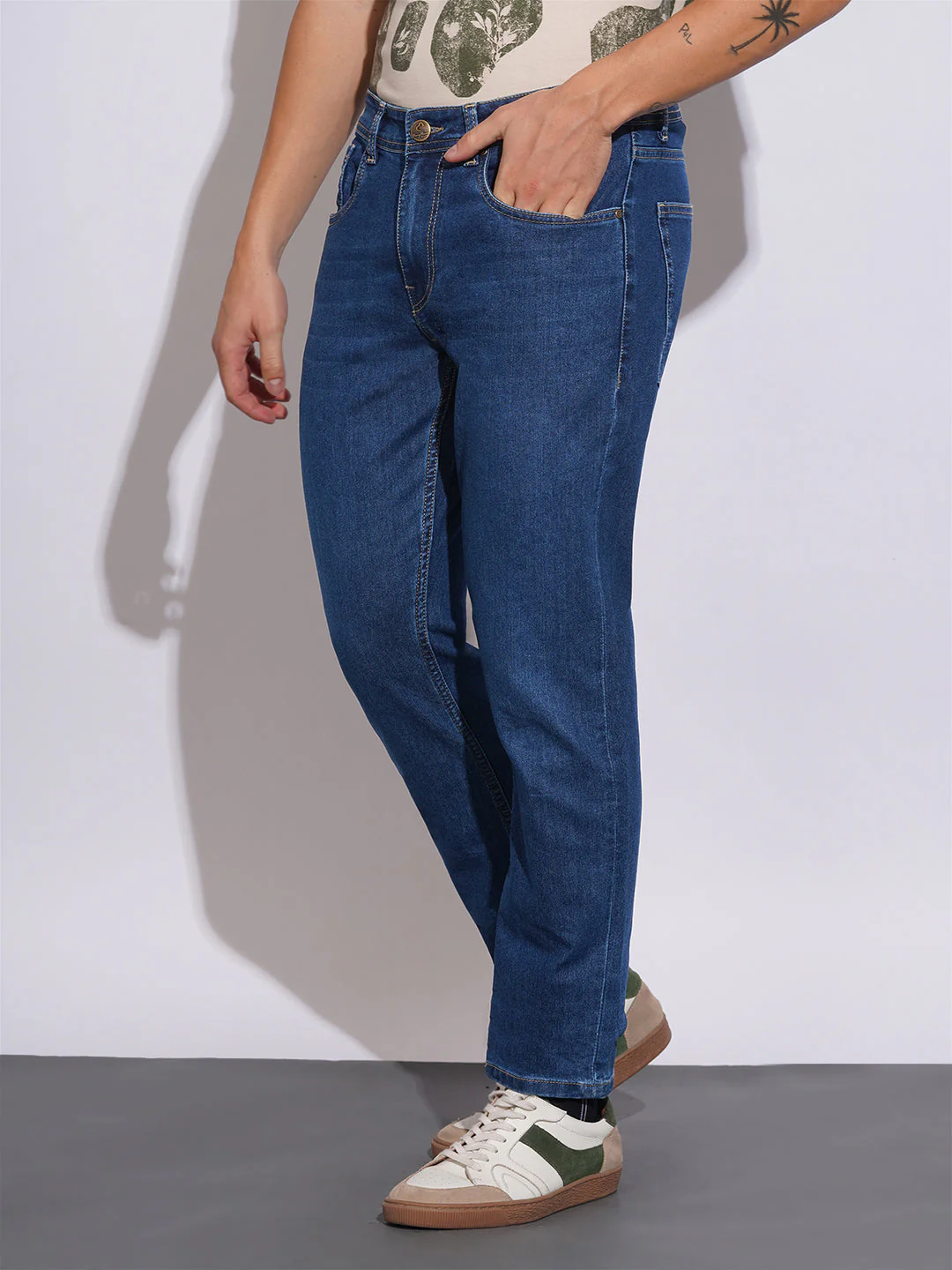 Mid Tone Slim Fit Jeans for Men by Being Human Clothing - Image 2