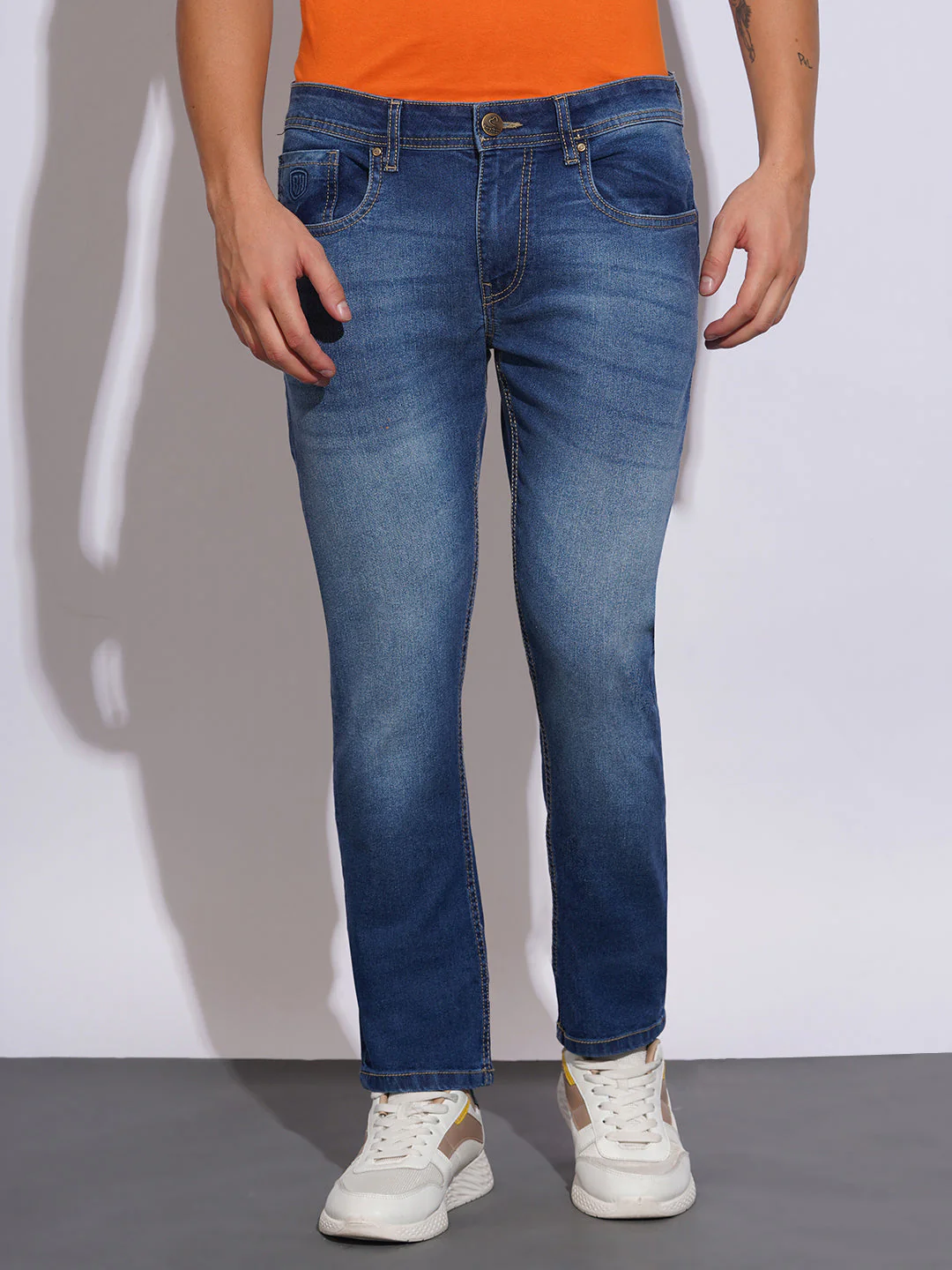 Mid Tone Slim Fit Jeans for Men by Being Human Clothing