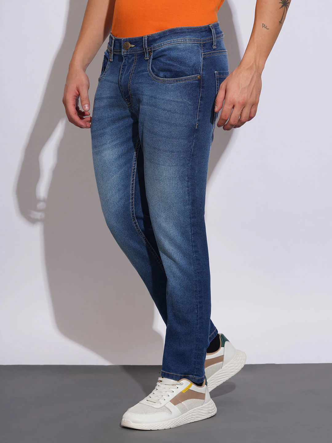 Mid Tone Slim Fit Jeans for Men by Being Human Clothing - Image 2