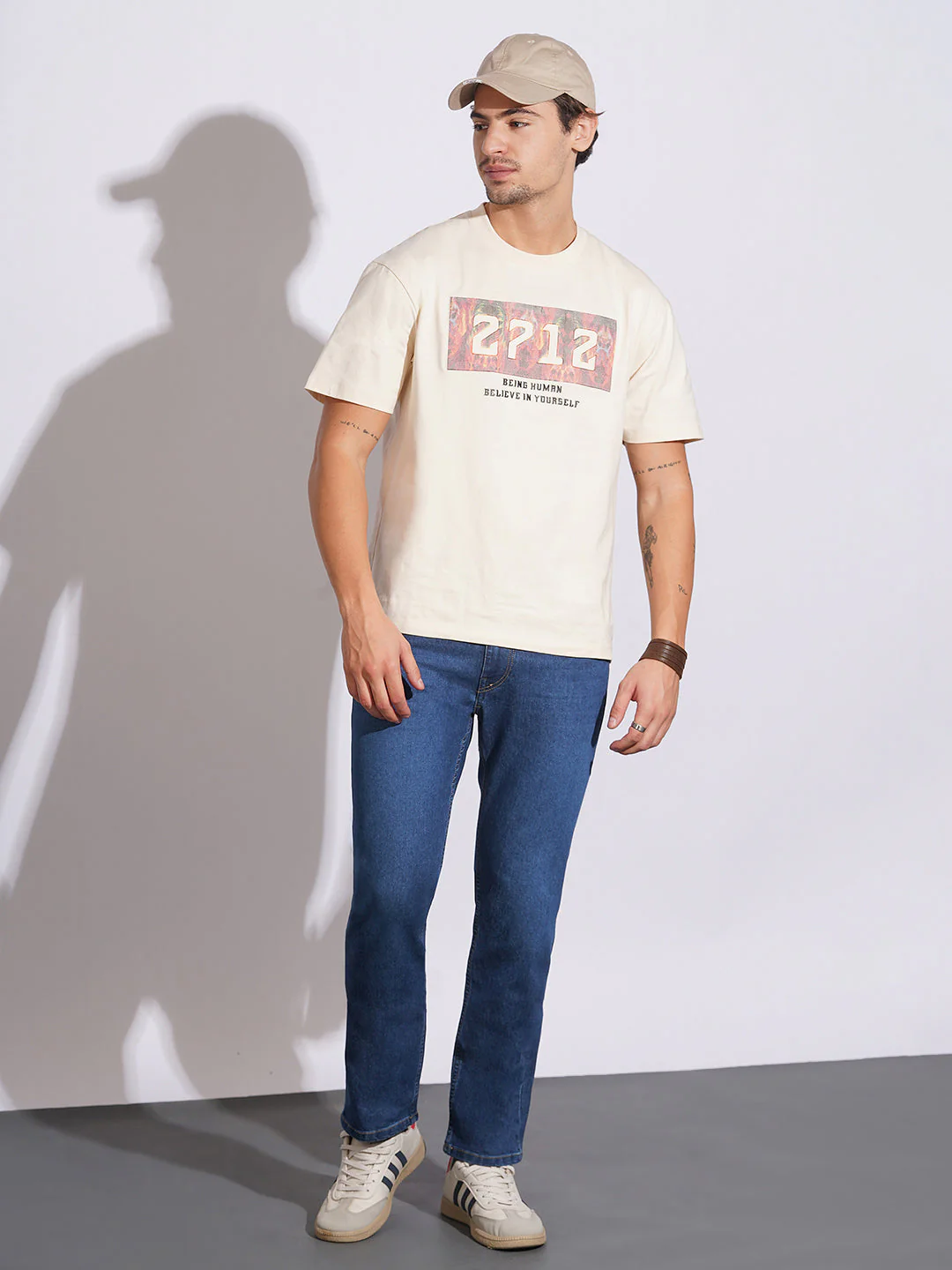 Mid Tone Straight Fit Jeans for Men by Being Human Clothing - Image 4