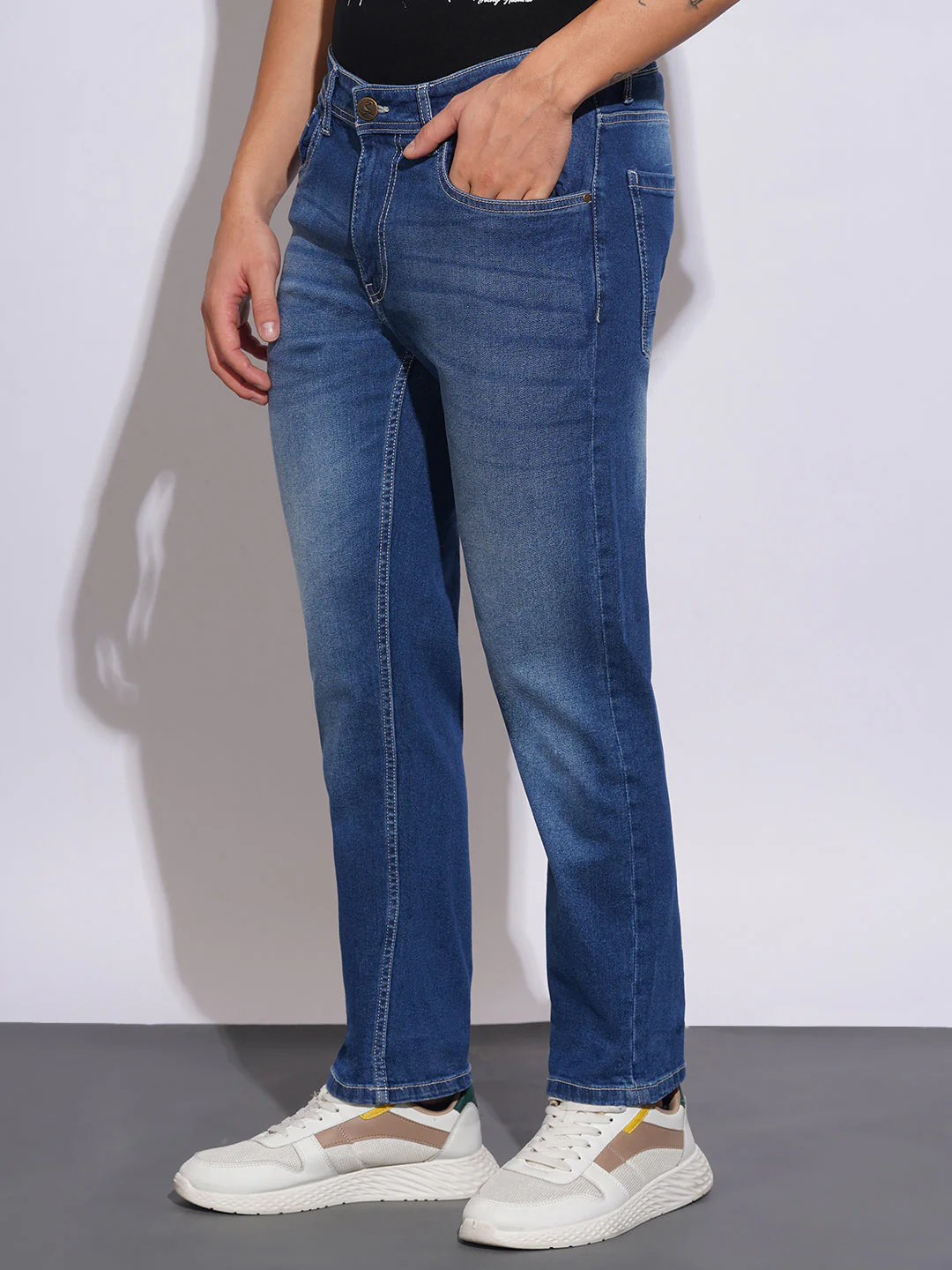 Mid Tone Straight Fit Jeans for Men by Being Human Clothing - Image 2