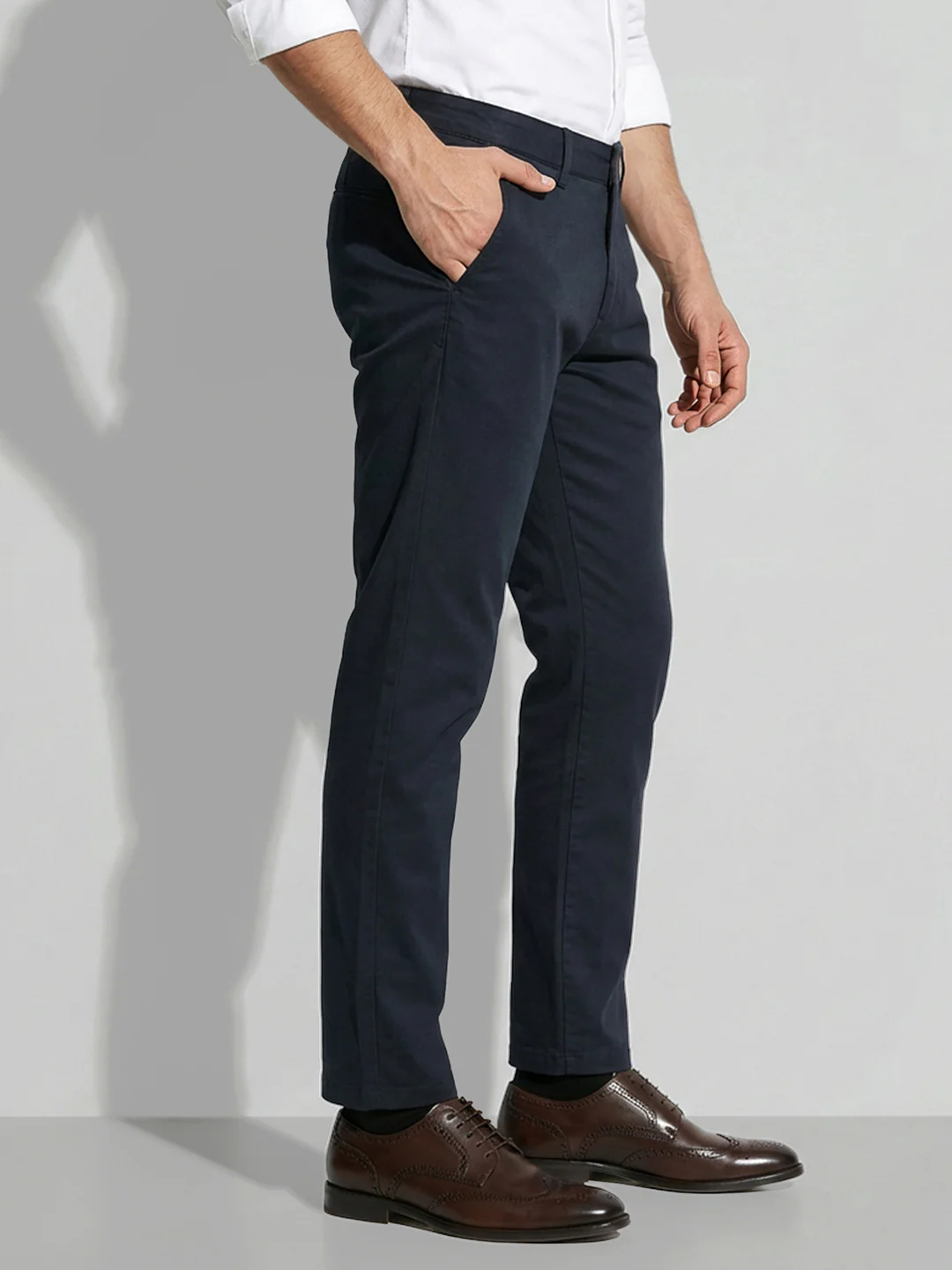 Navy Blue Slim Fit Men's Chinos by Being Human Clothing - Image 2