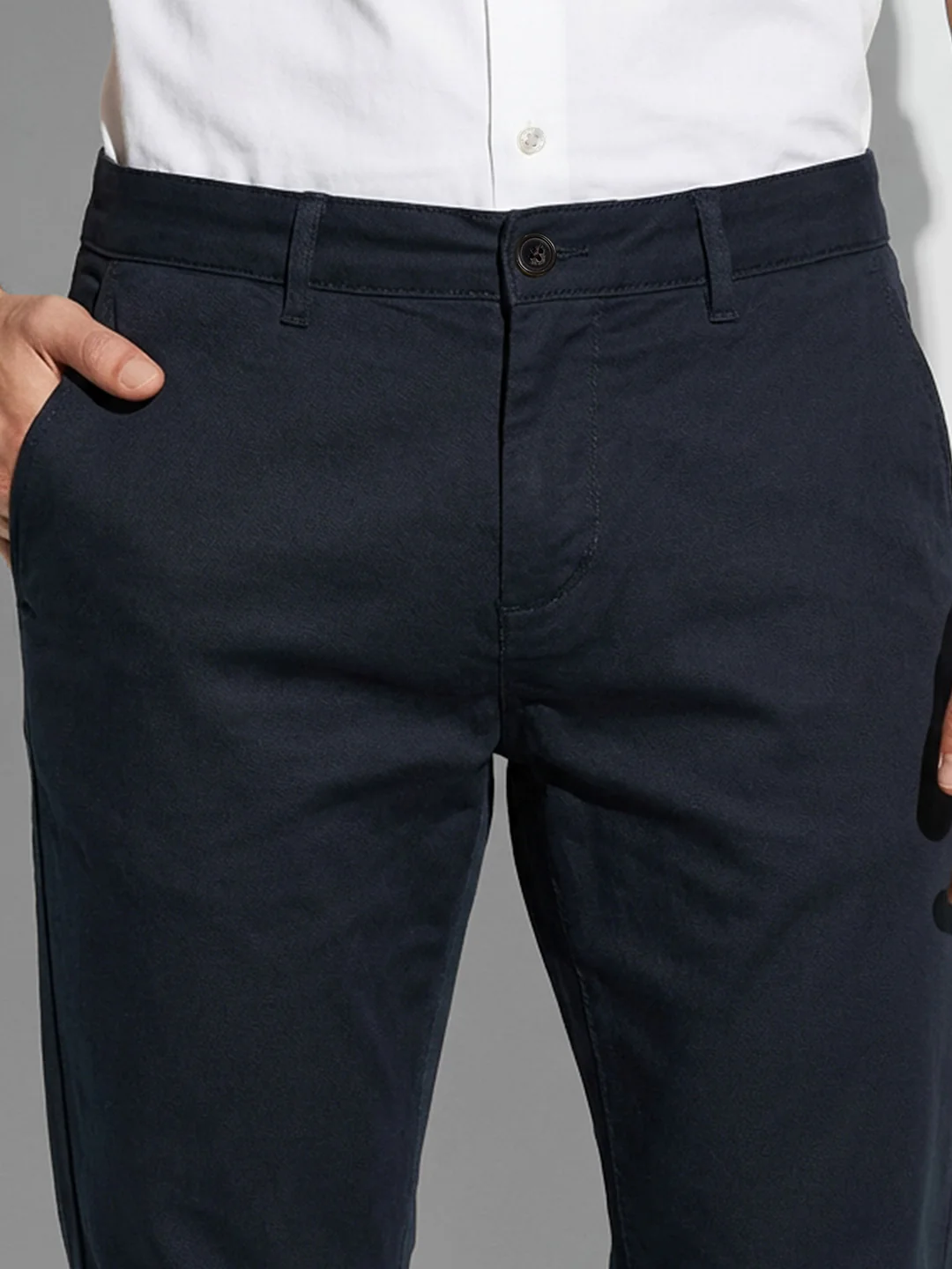 Navy Blue Slim Fit Men's Chinos by Being Human Clothing - Image 5
