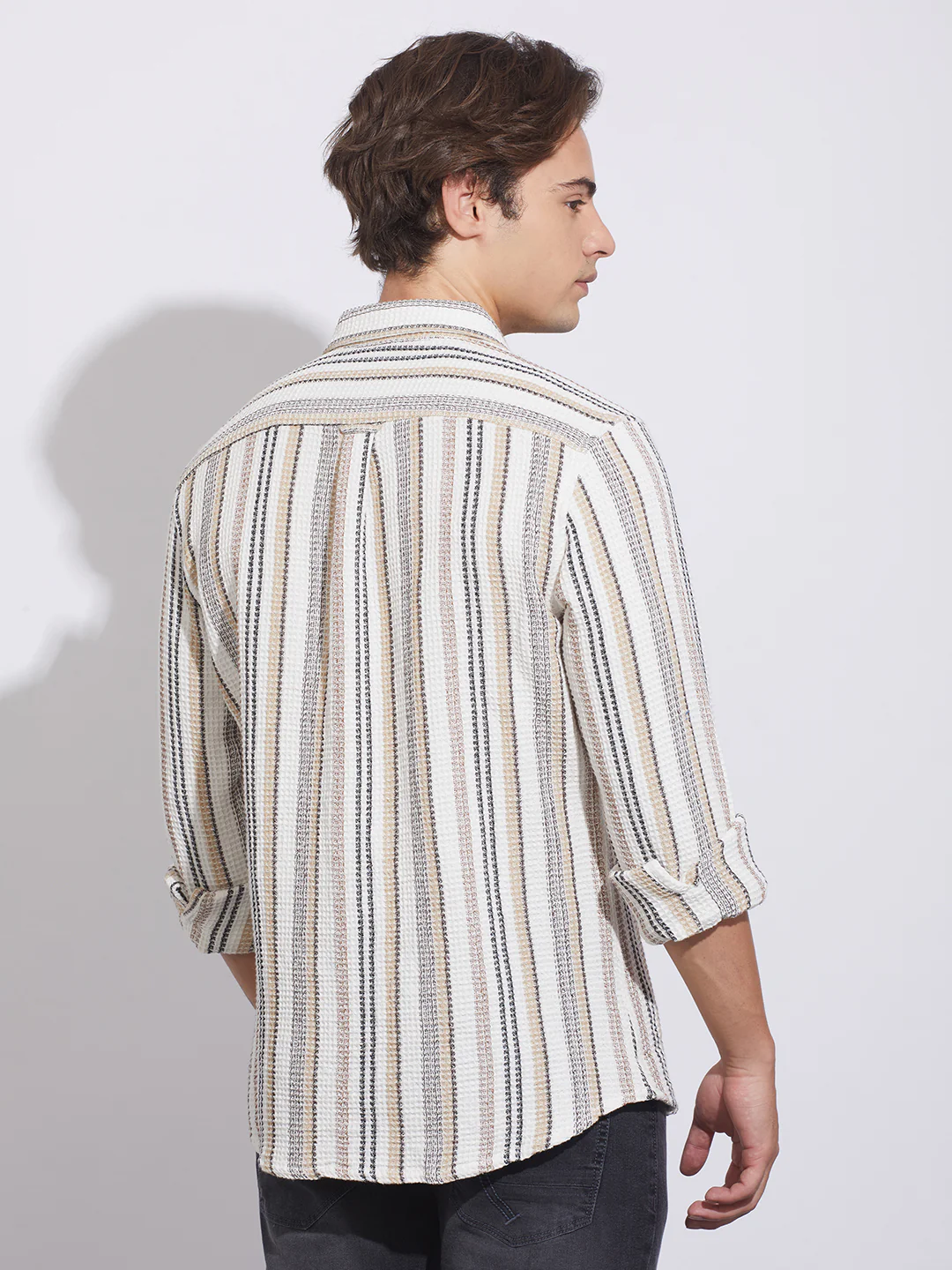 Off White Moderno Fit Regular Collar Shirt for Men by Being Human Clothing - Image 3