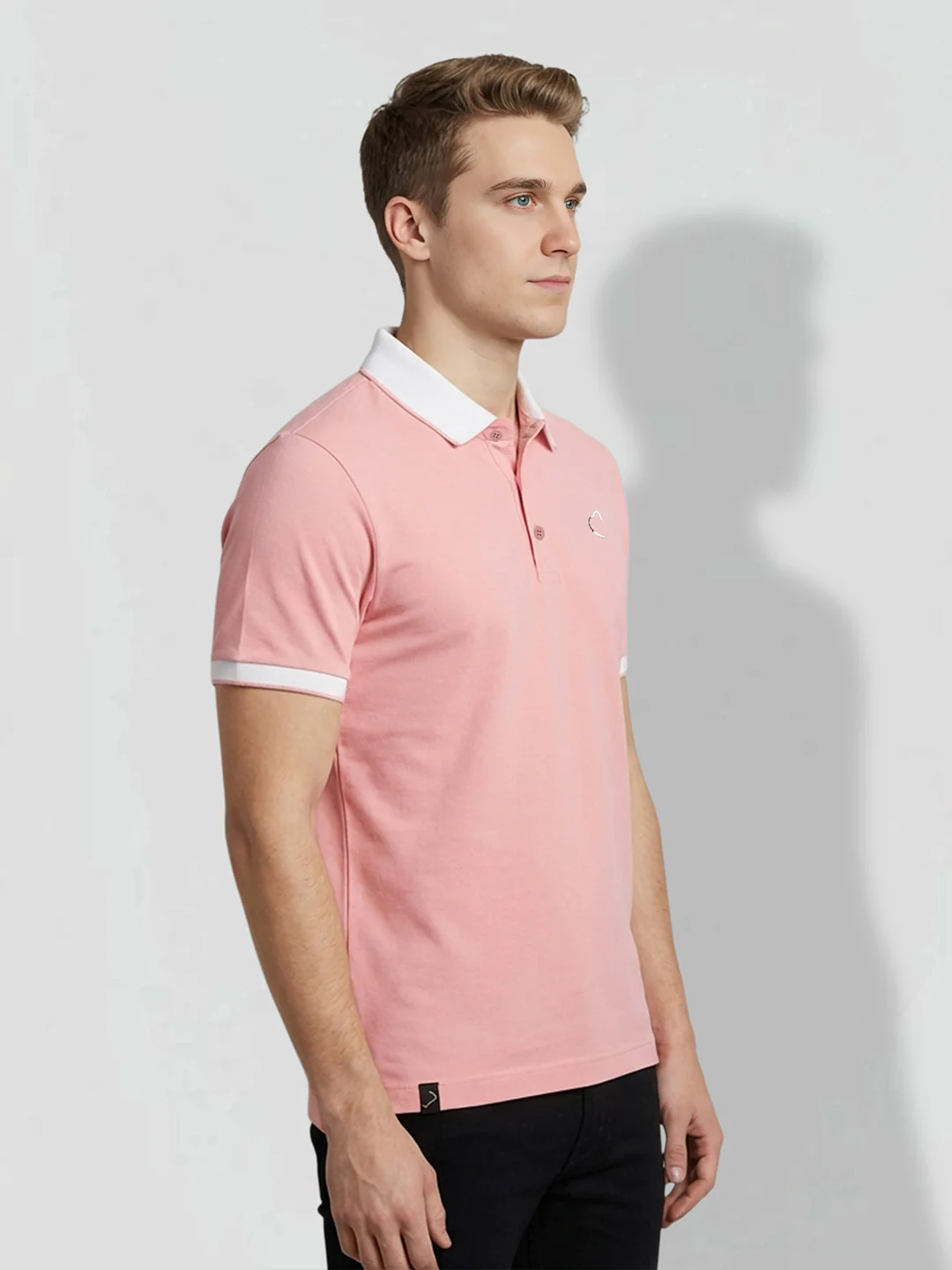 Pink Contrast collar Men's Polo Collar T-Shirt by Being Human Clothing - Image 2