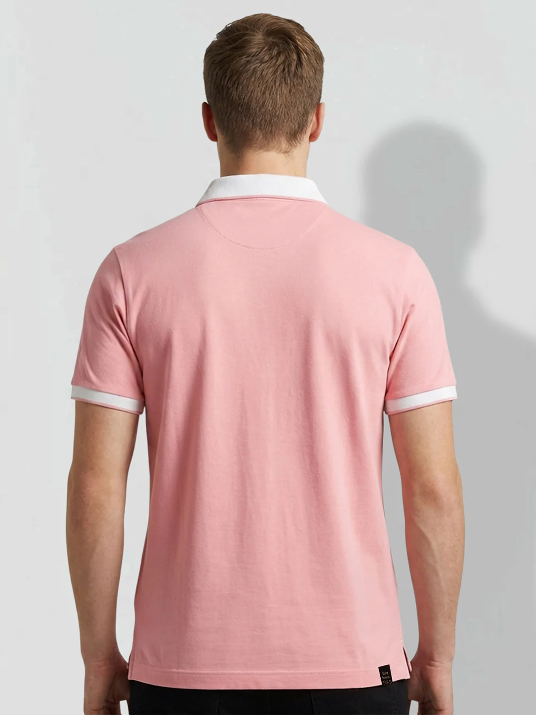 Pink Contrast collar Men's Polo Collar T-Shirt by Being Human Clothing - Image 3