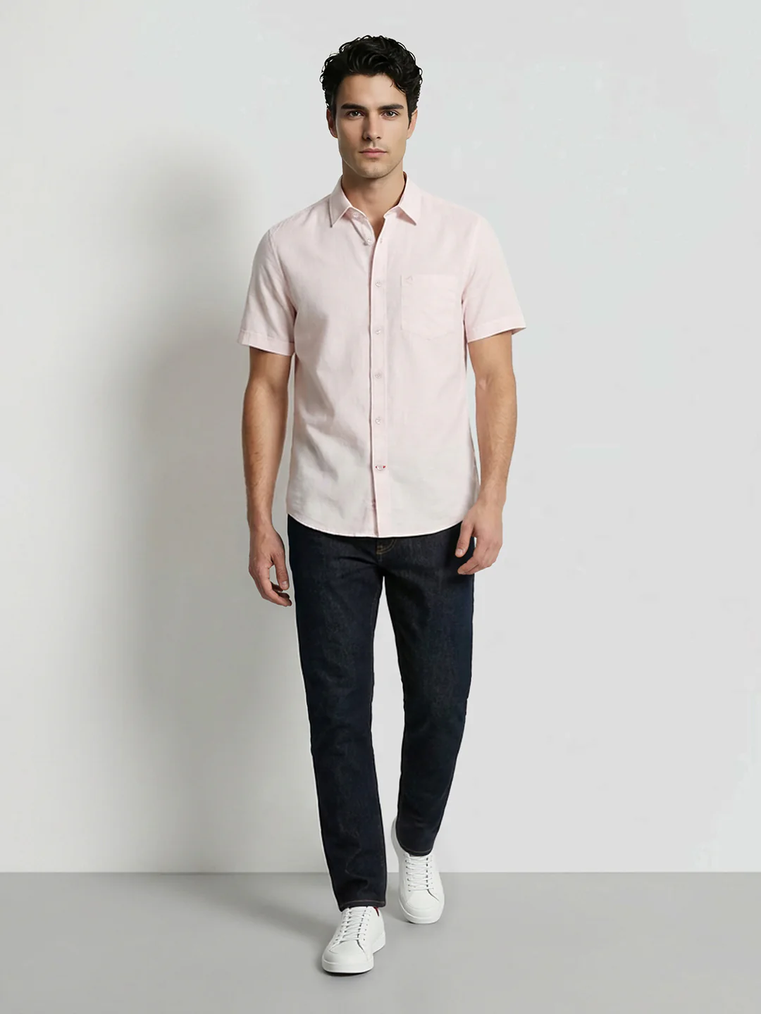 Pink Moderno  Fit Men's Short Sleeves Casual Shirt by Being Human Clothing - Image 4