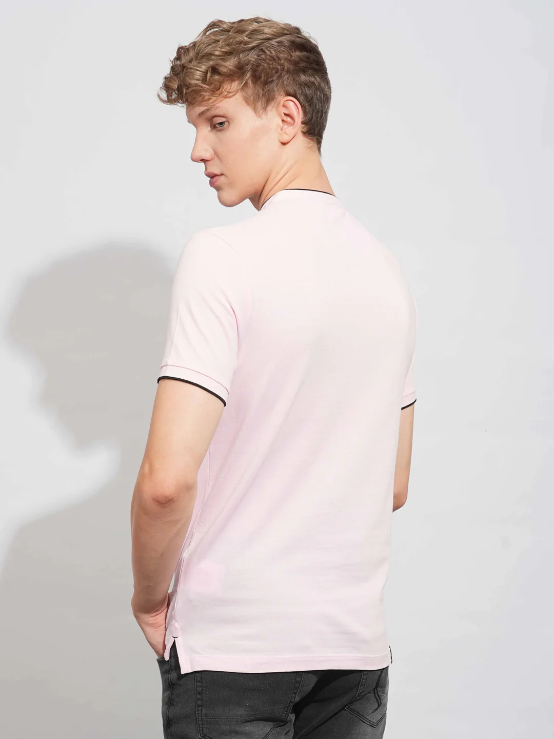 Pink Regular Fit Men's Polo T-Shirt by Being Human Clothing - Image 3