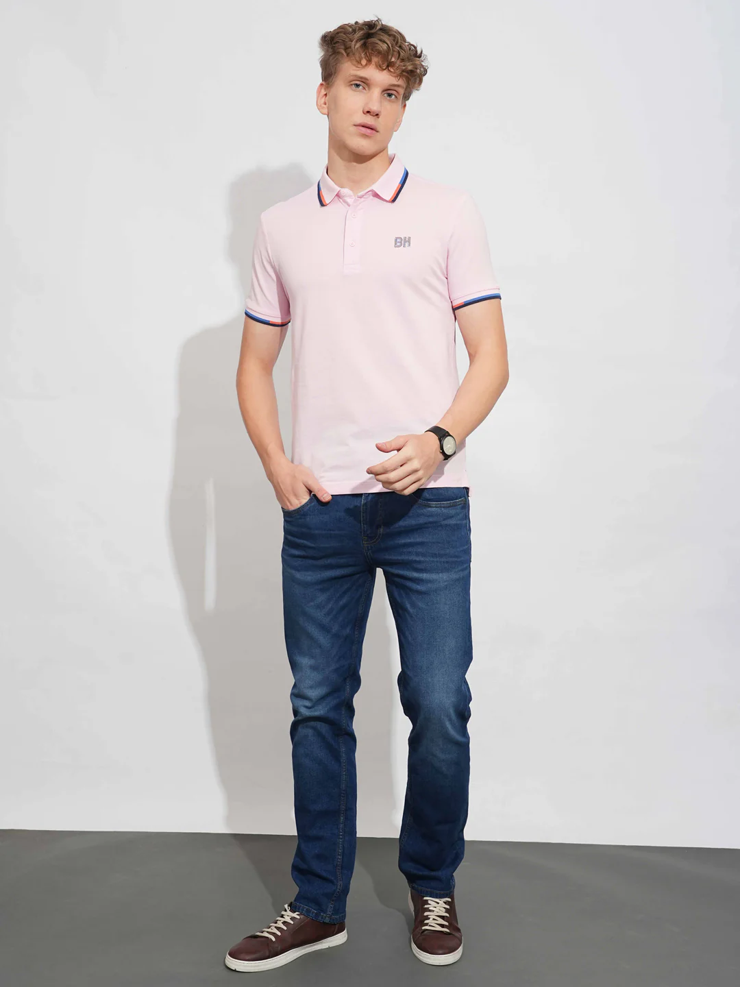 Pink Regular Fit Men's Polo T-Shirt by Being Human Clothing - Image 4