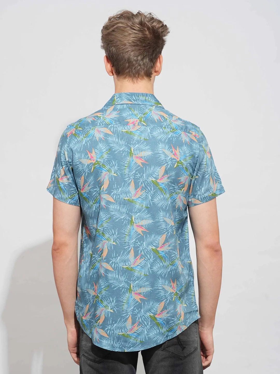Teal Slim Fit Regular Collar Shirt for Men by Being Human Clothing - Image 3