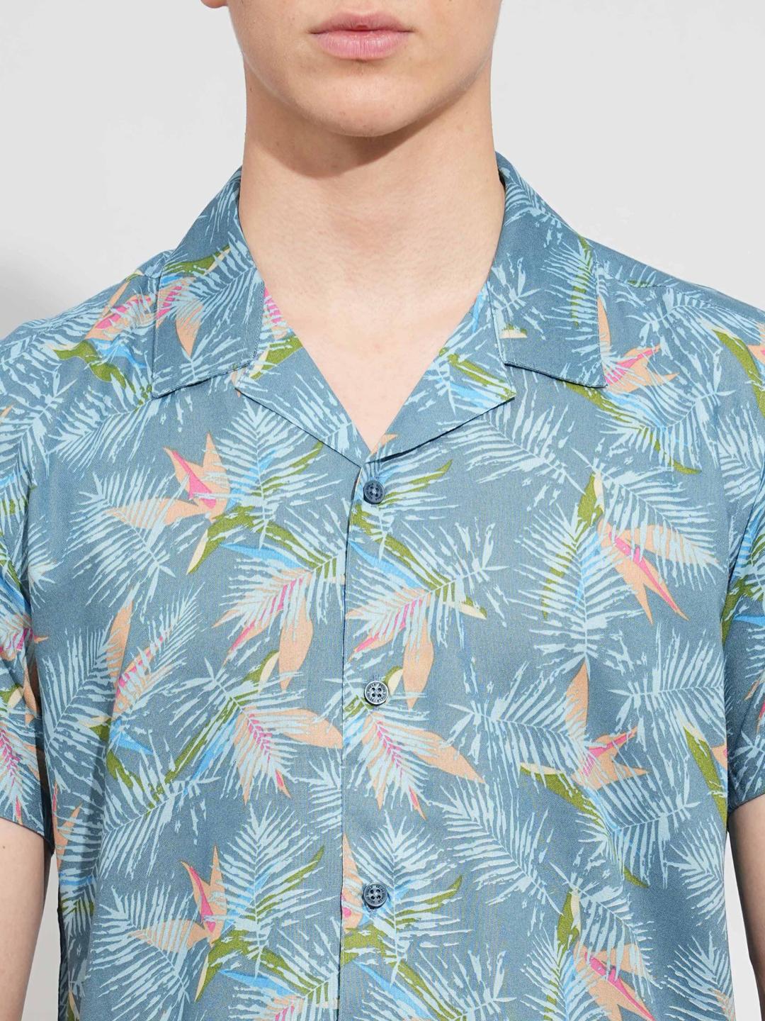 Teal Slim Fit Regular Collar Shirt for Men by Being Human Clothing - Image 4