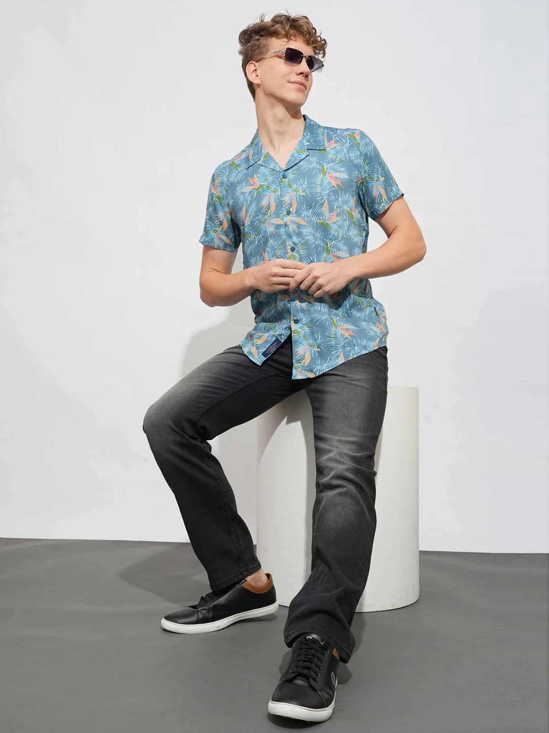 Teal Slim Fit Regular Collar Shirt for Men by Being Human Clothing - Image 5