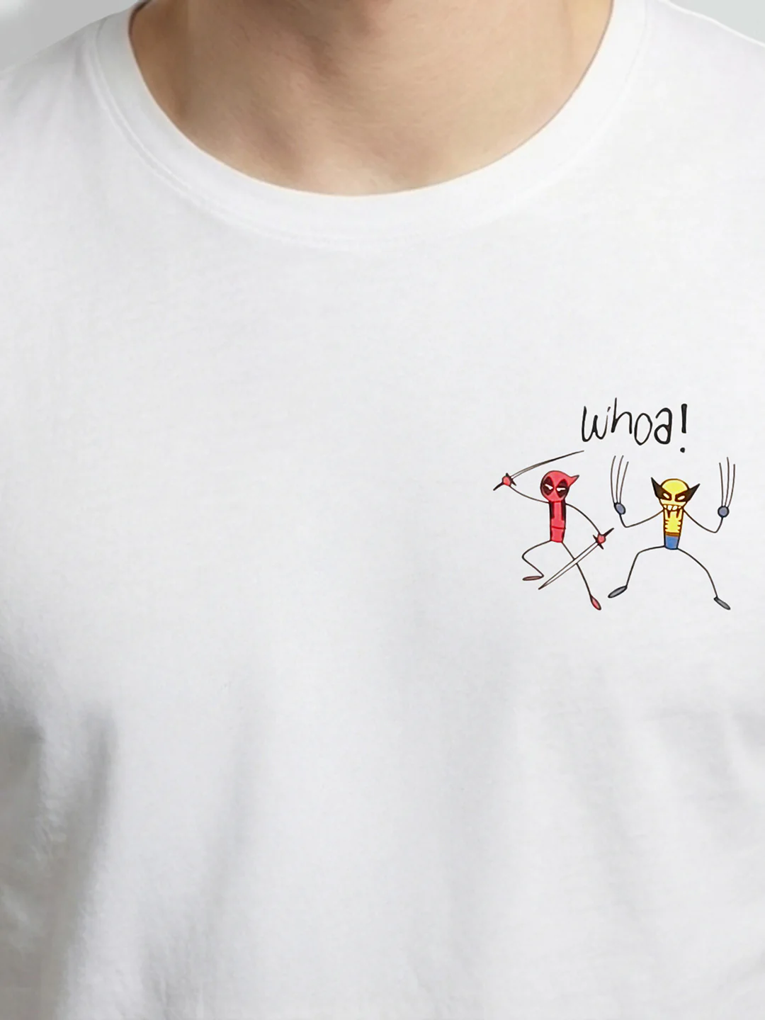 White Men's Deadpool Vs Wolverine Graphic T-Shirt by Being Human Clothing - Image 5