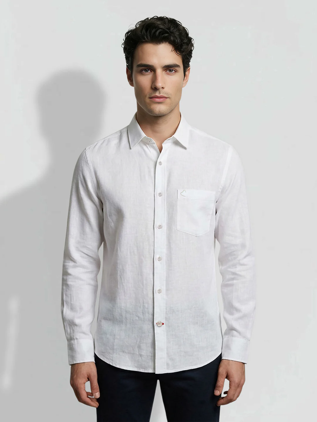 White Moderno Fit Men's Long Sleeve Shirt by Being Human Clothing