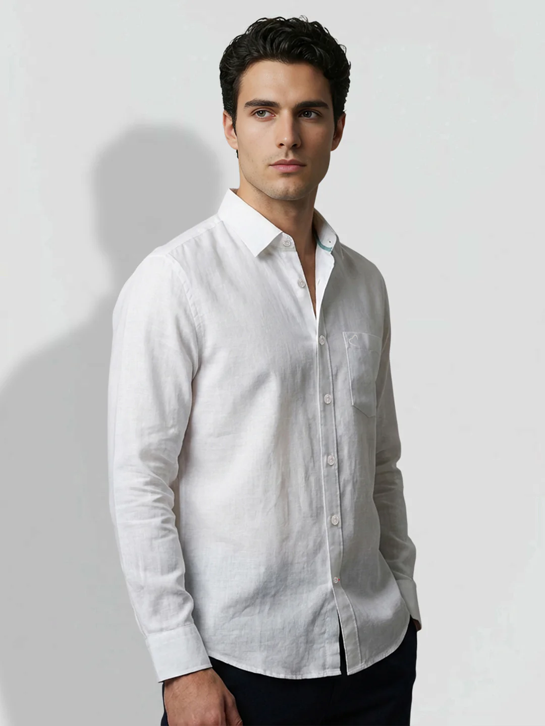 White Moderno Fit Men's Long Sleeve Shirt by Being Human Clothing - Image 2