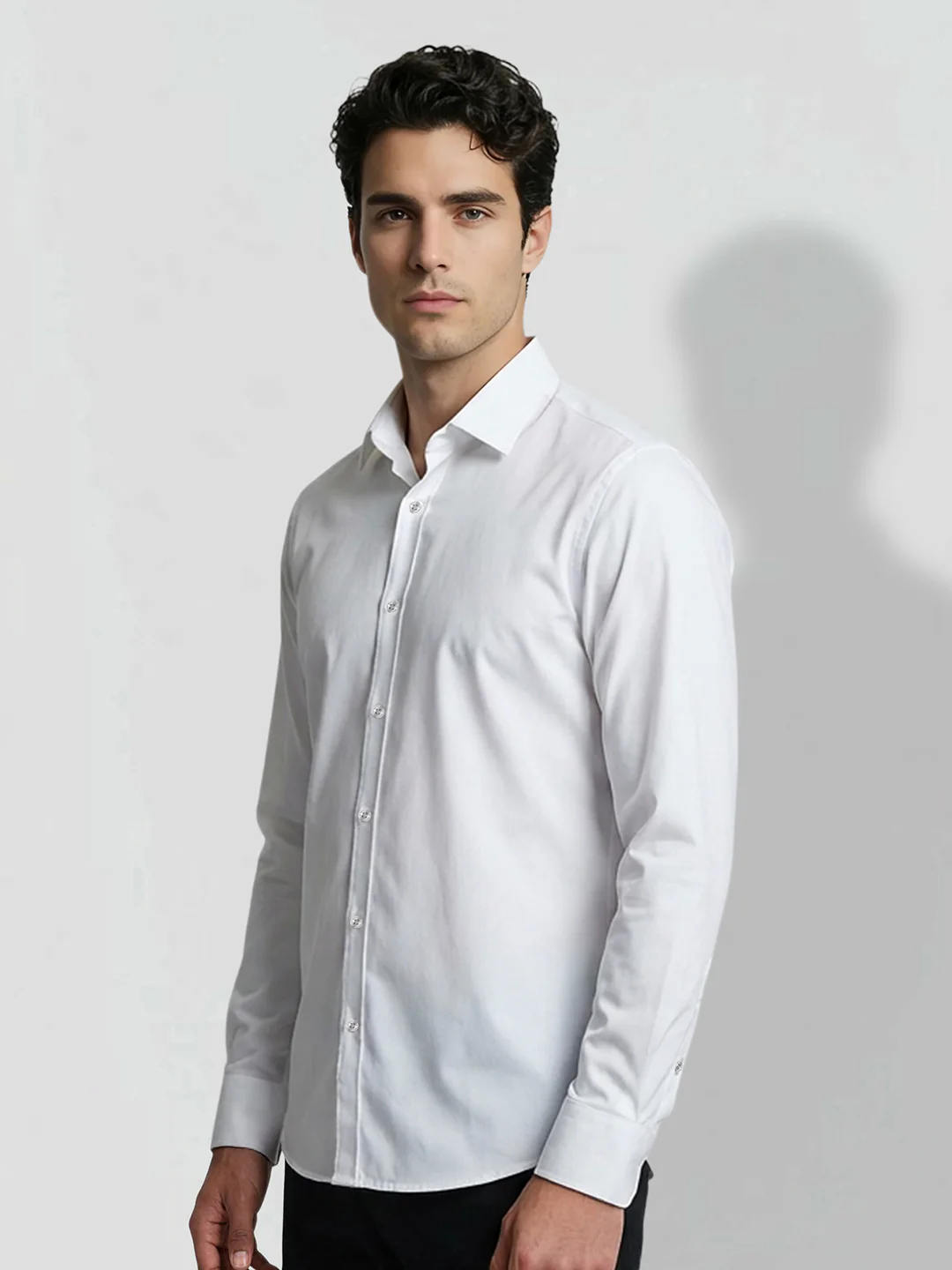 White Moderno Fit Men's Long Sleeves Spread Collar Casual Shirt by Being Human Clothing - Image 2